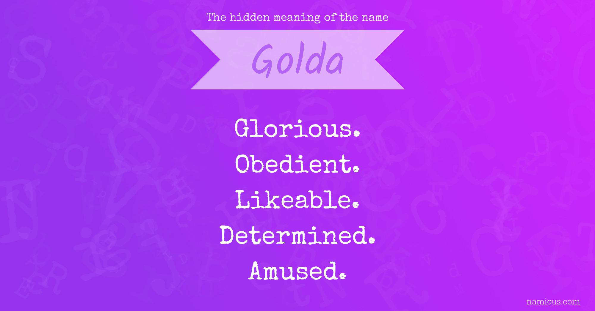 The hidden meaning of the name Golda