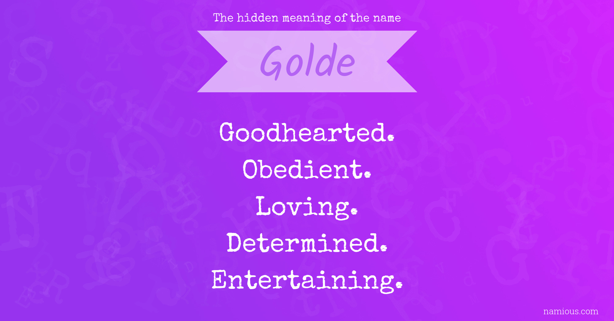 The hidden meaning of the name Golde