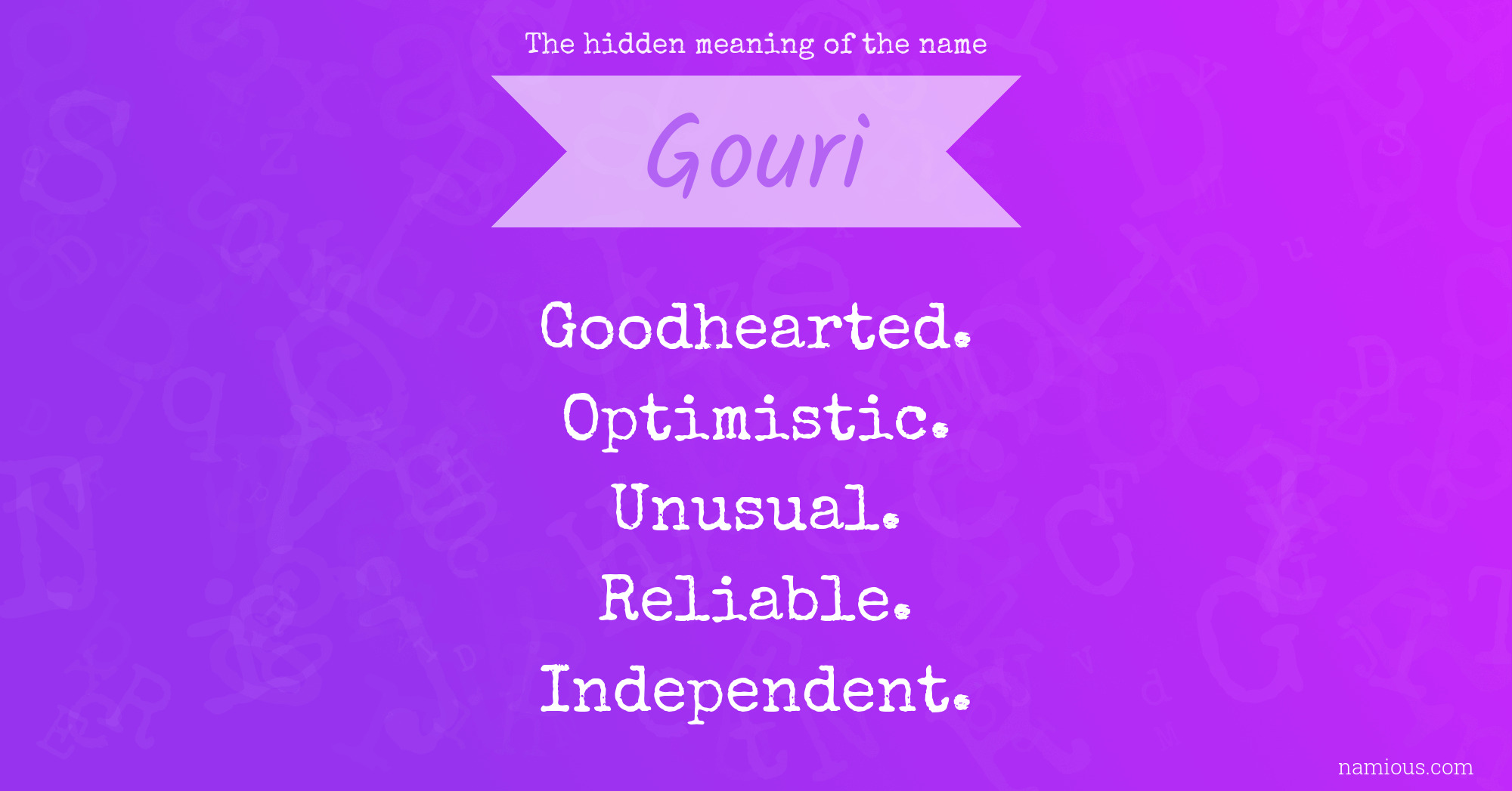 The hidden meaning of the name Gouri