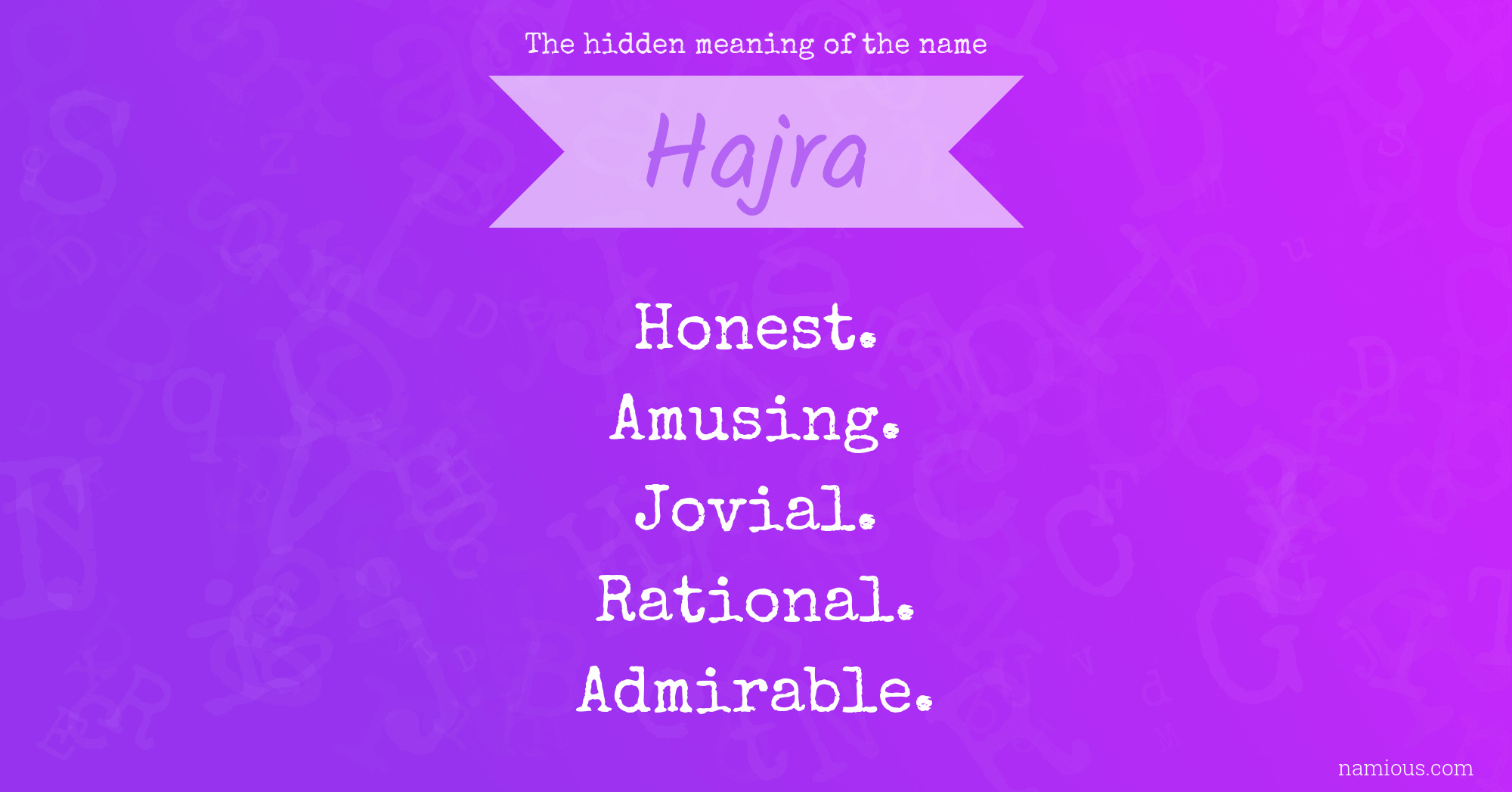 The hidden meaning of the name Hajra