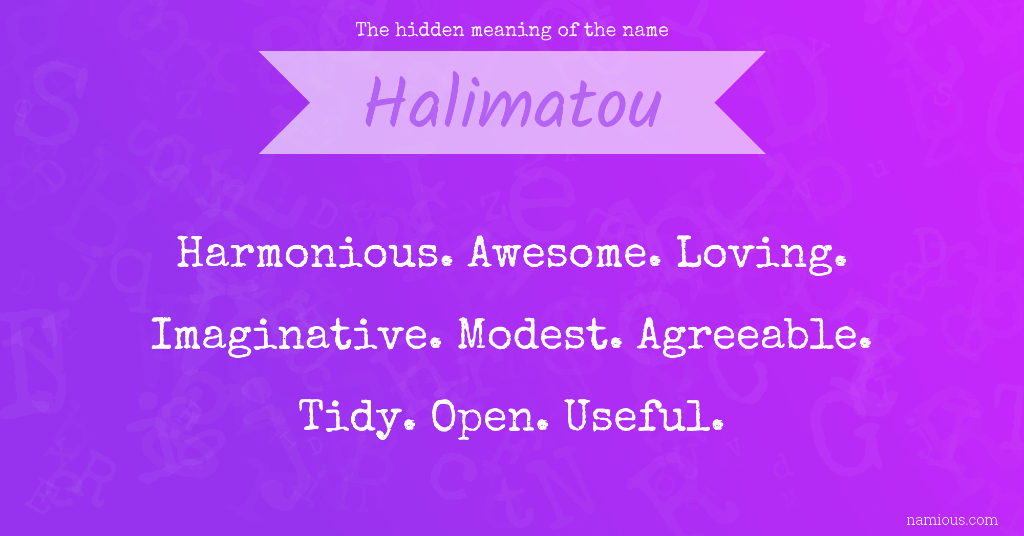 The hidden meaning of the name Halimatou