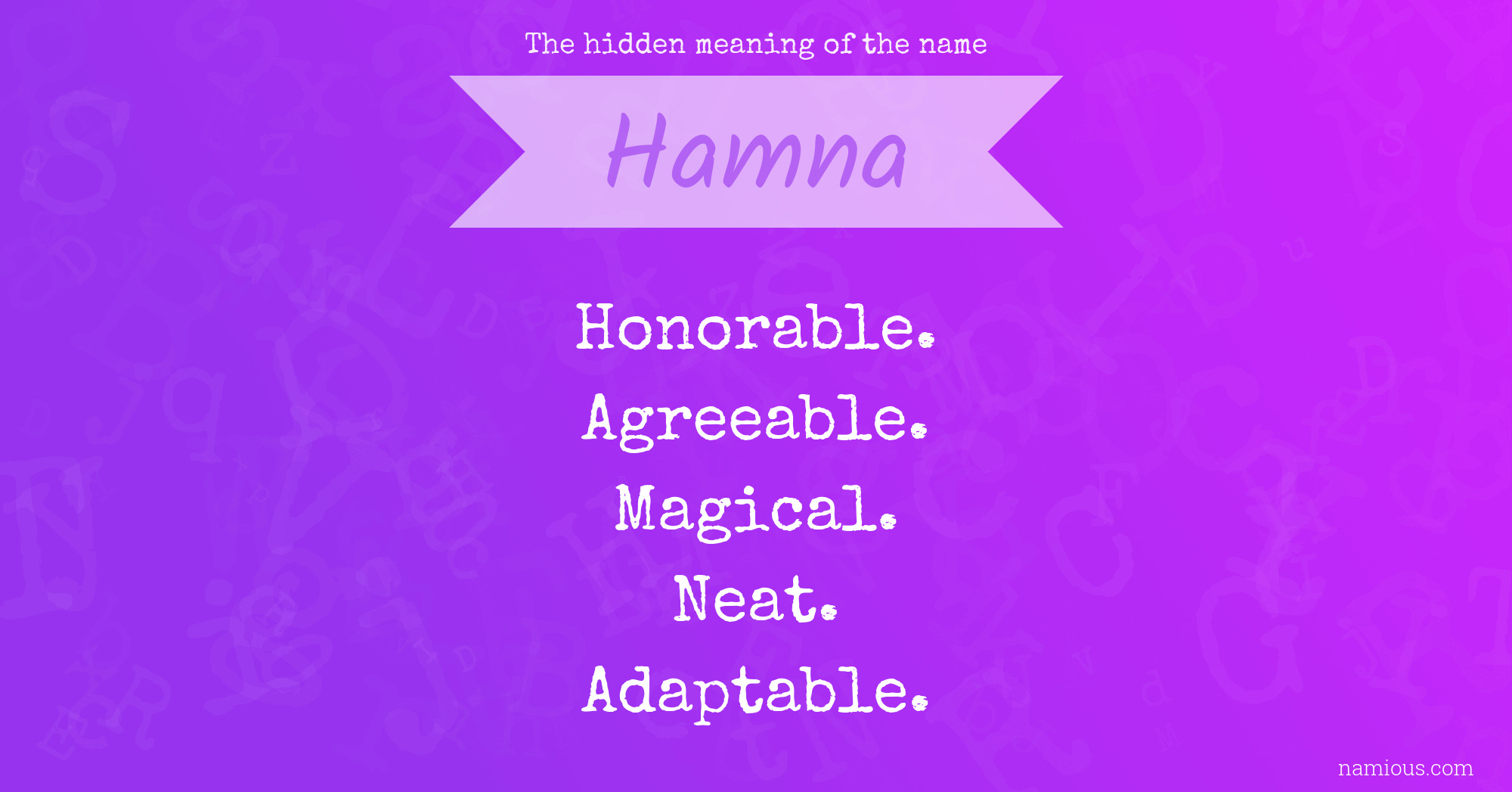 The hidden meaning of the name Hamna