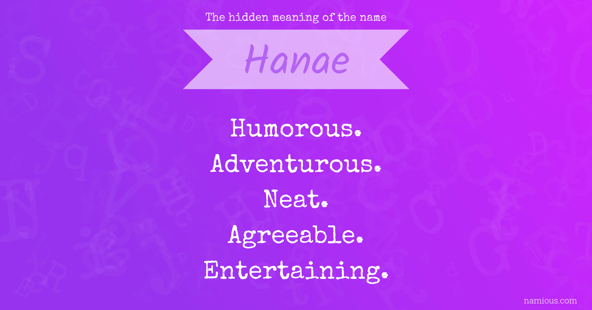 The hidden meaning of the name Hanae