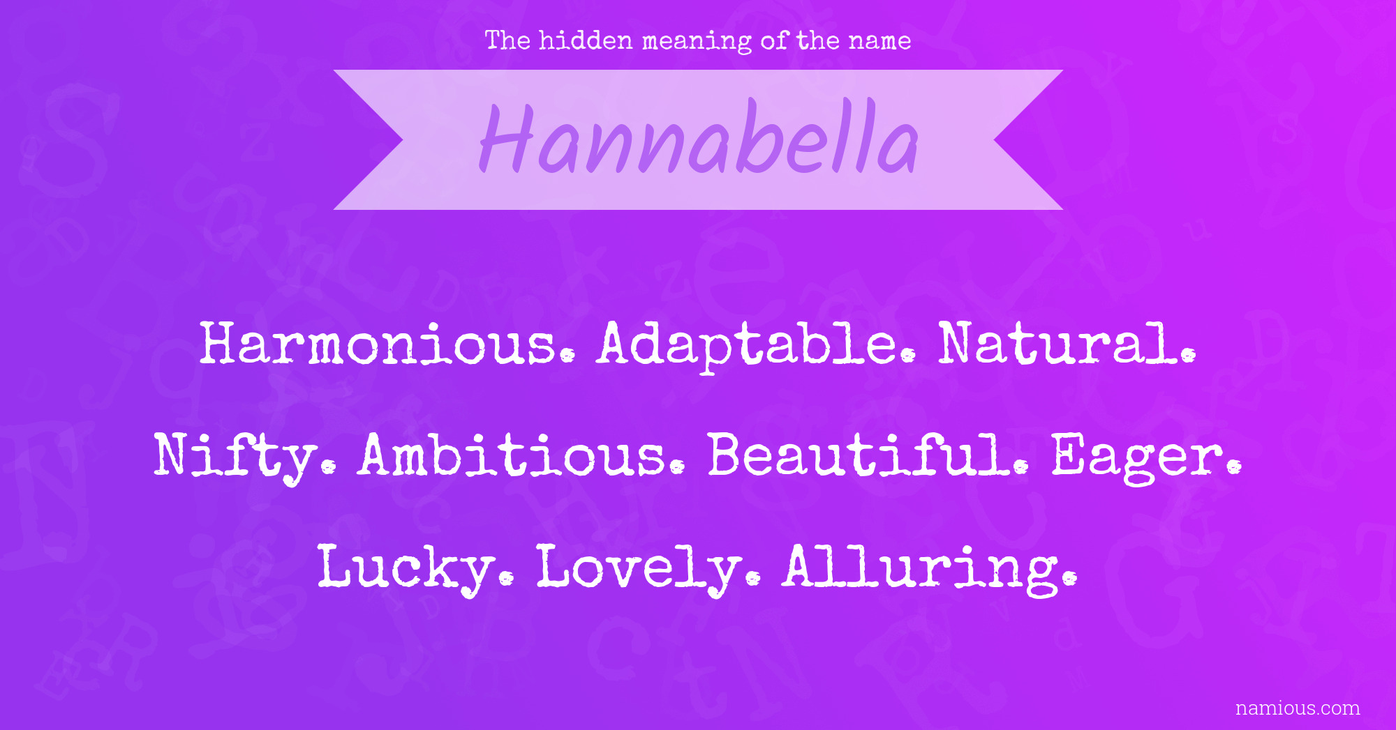 The hidden meaning of the name Hannabella