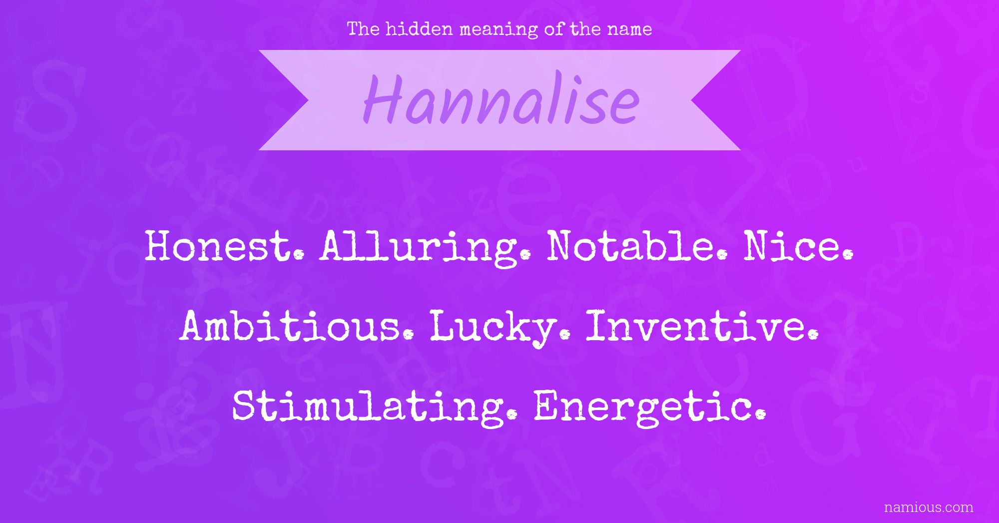 The hidden meaning of the name Hannalise