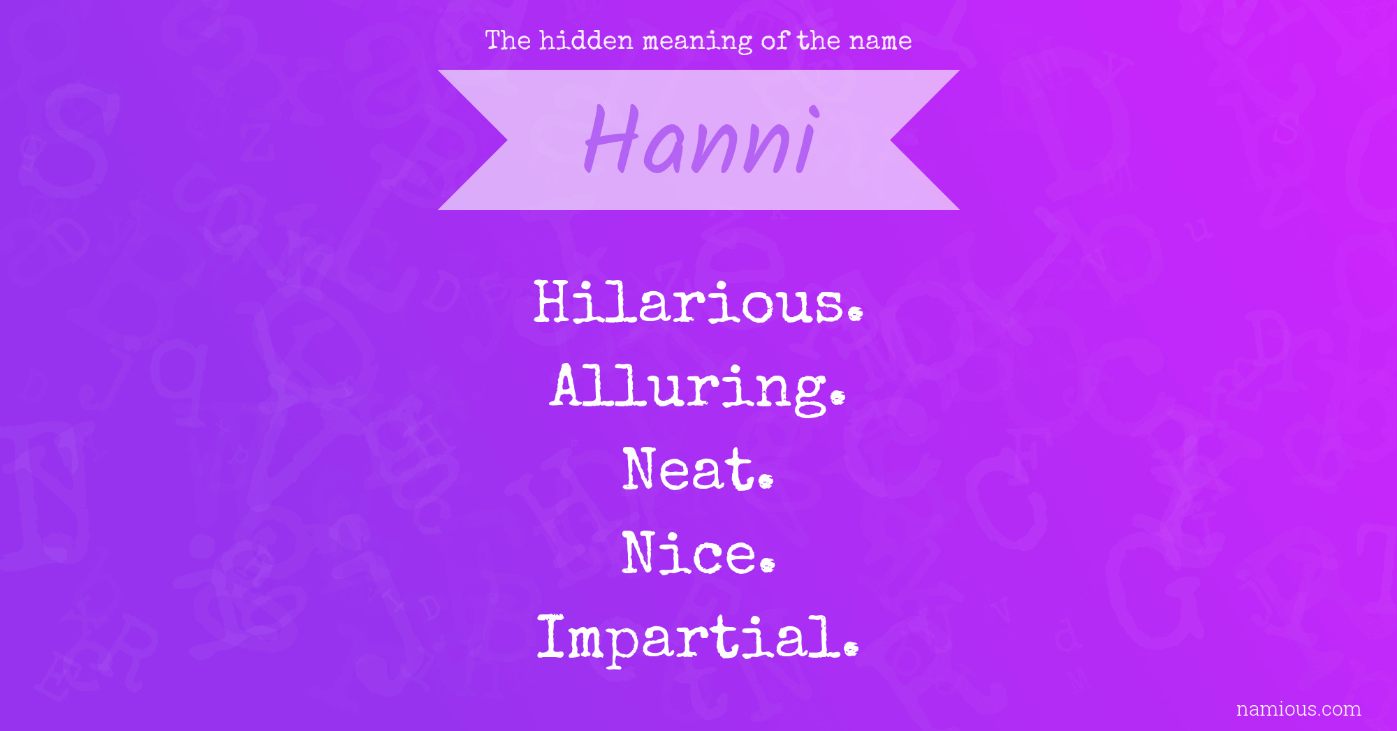 The hidden meaning of the name Hanni