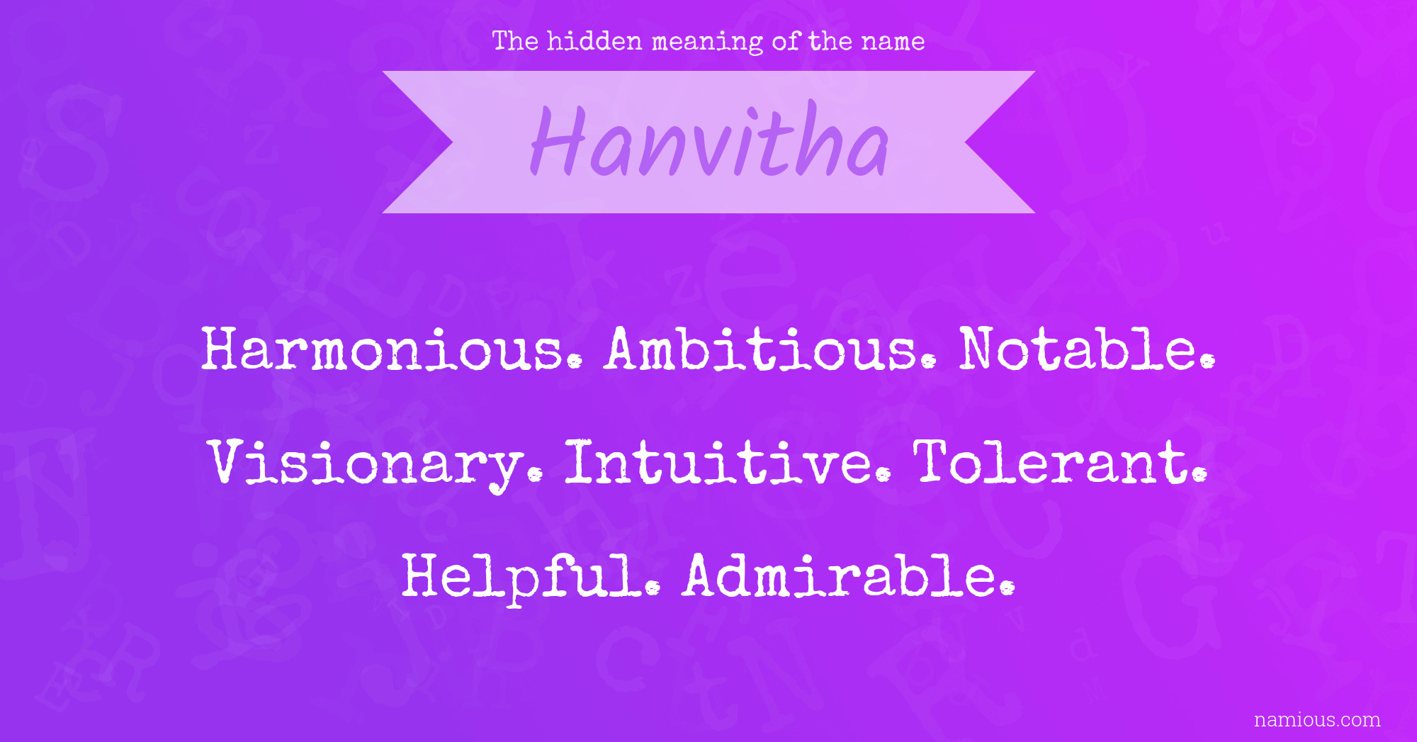 The hidden meaning of the name Hanvitha