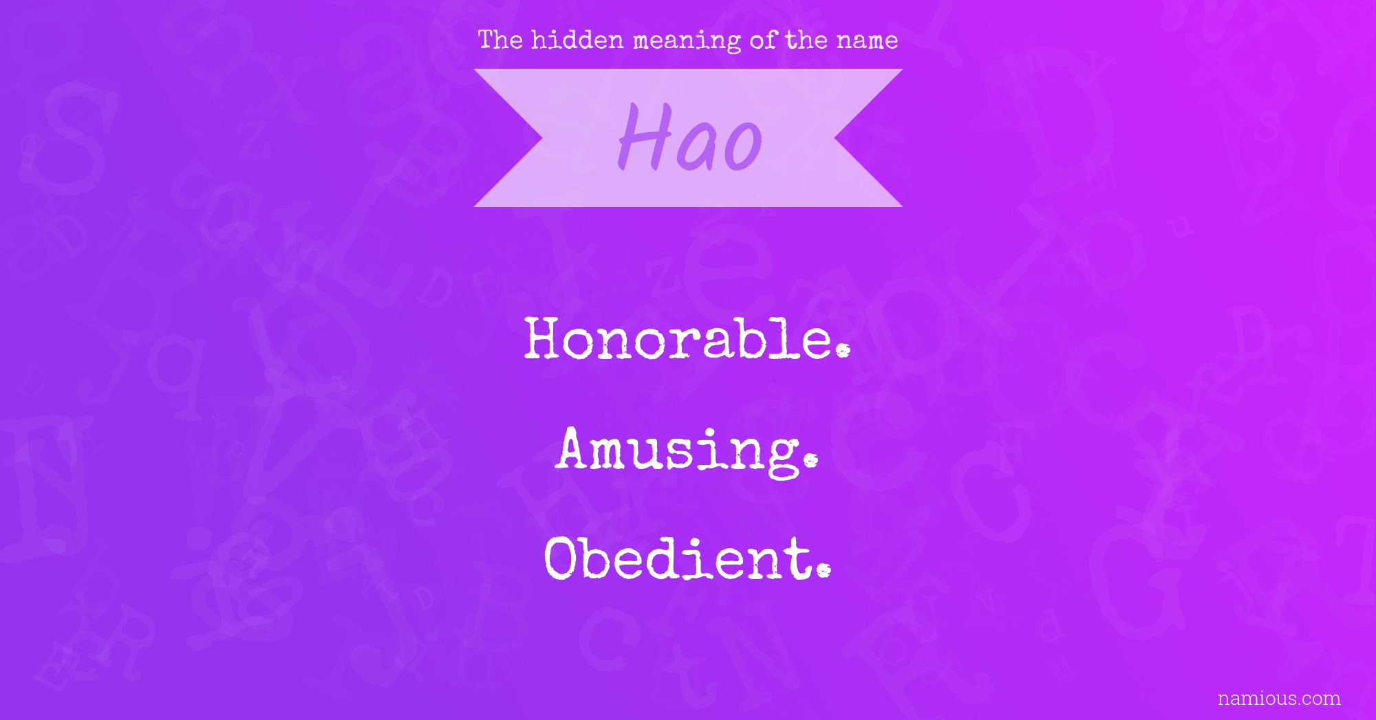 The hidden meaning of the name Hao