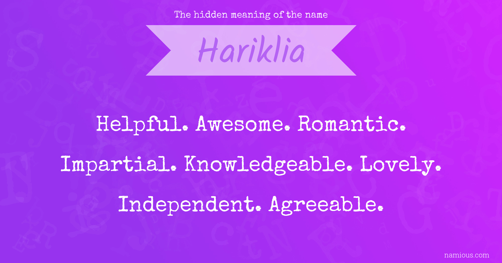 The hidden meaning of the name Hariklia