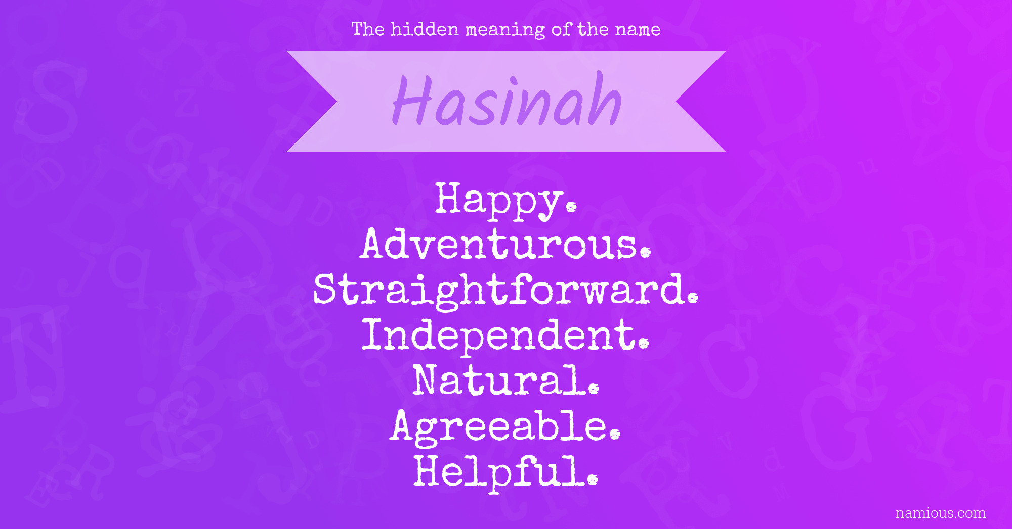 The hidden meaning of the name Hasinah