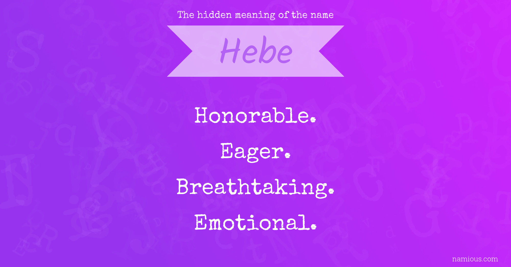 The hidden meaning of the name Hebe