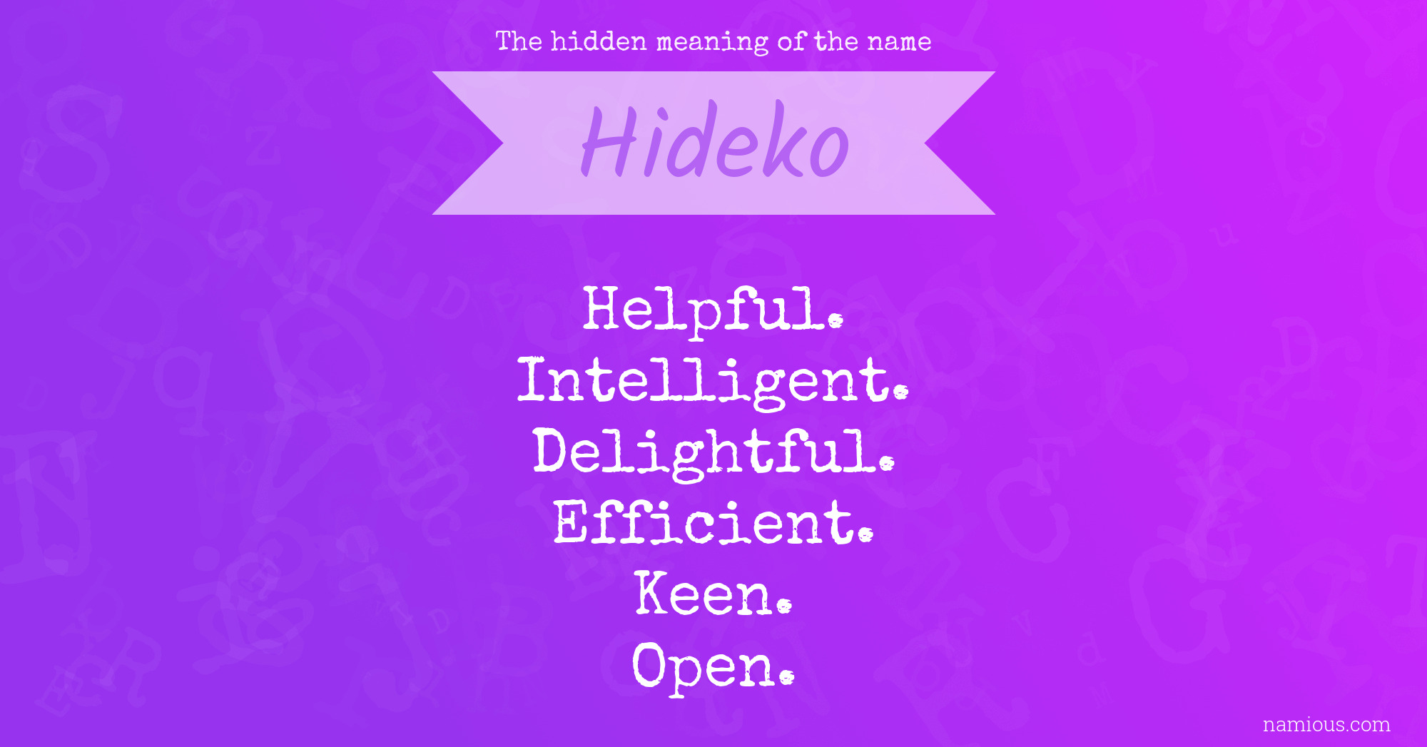 The hidden meaning of the name Hideko