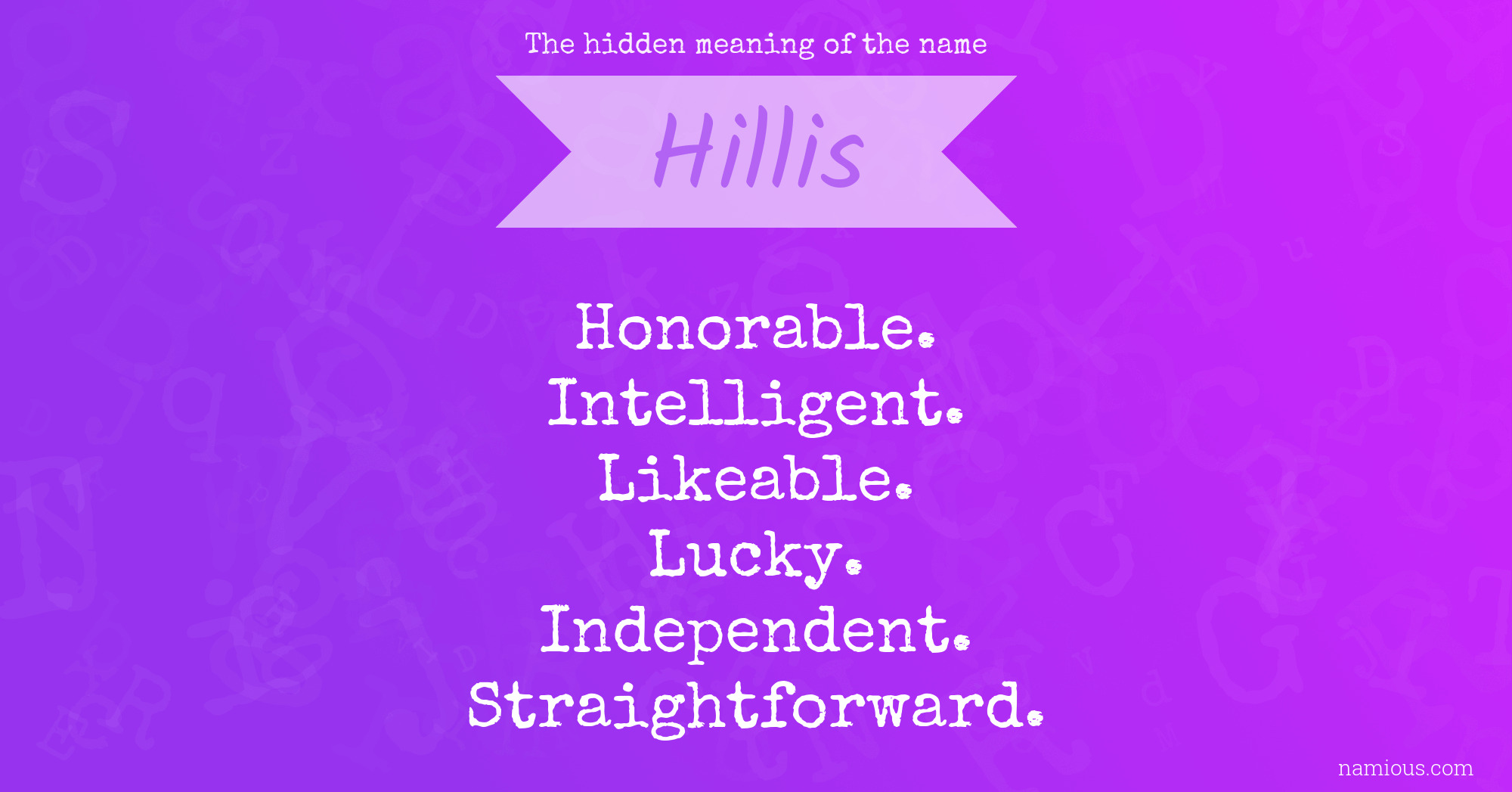 The hidden meaning of the name Hillis