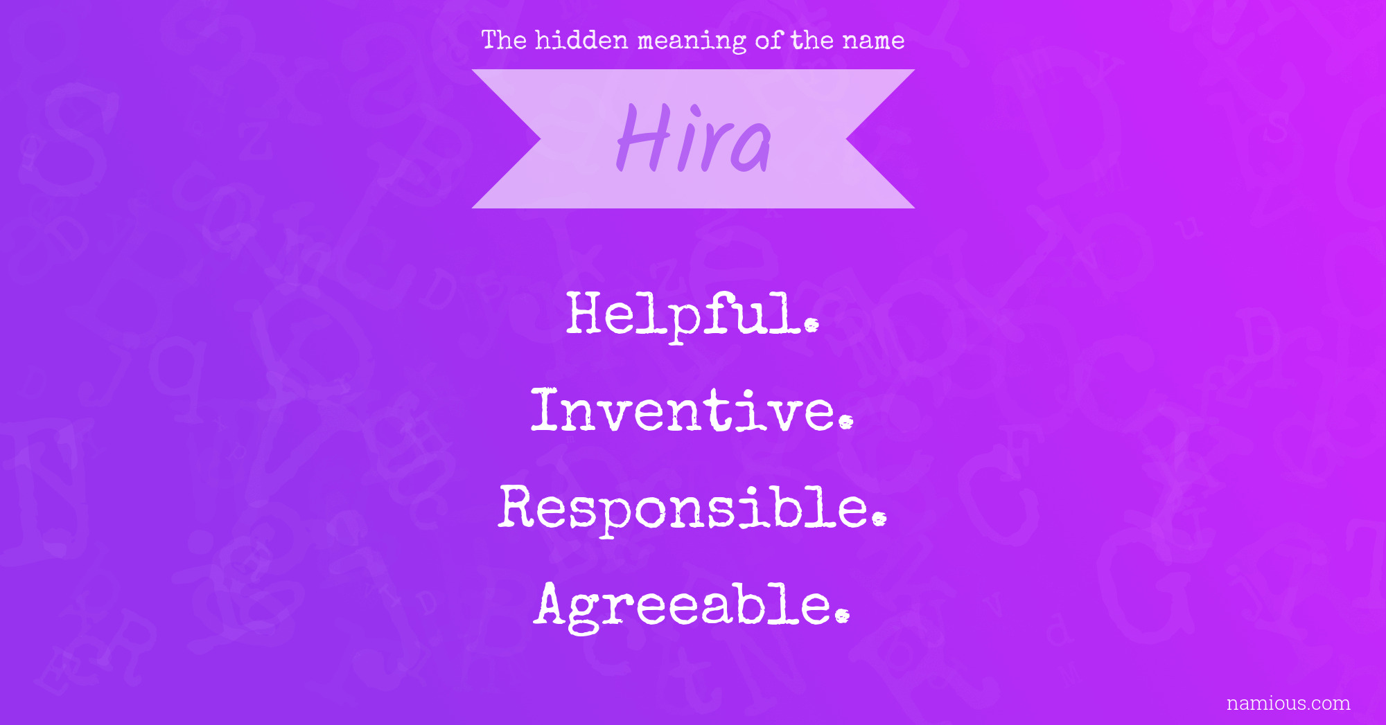 The hidden meaning of the name Hira