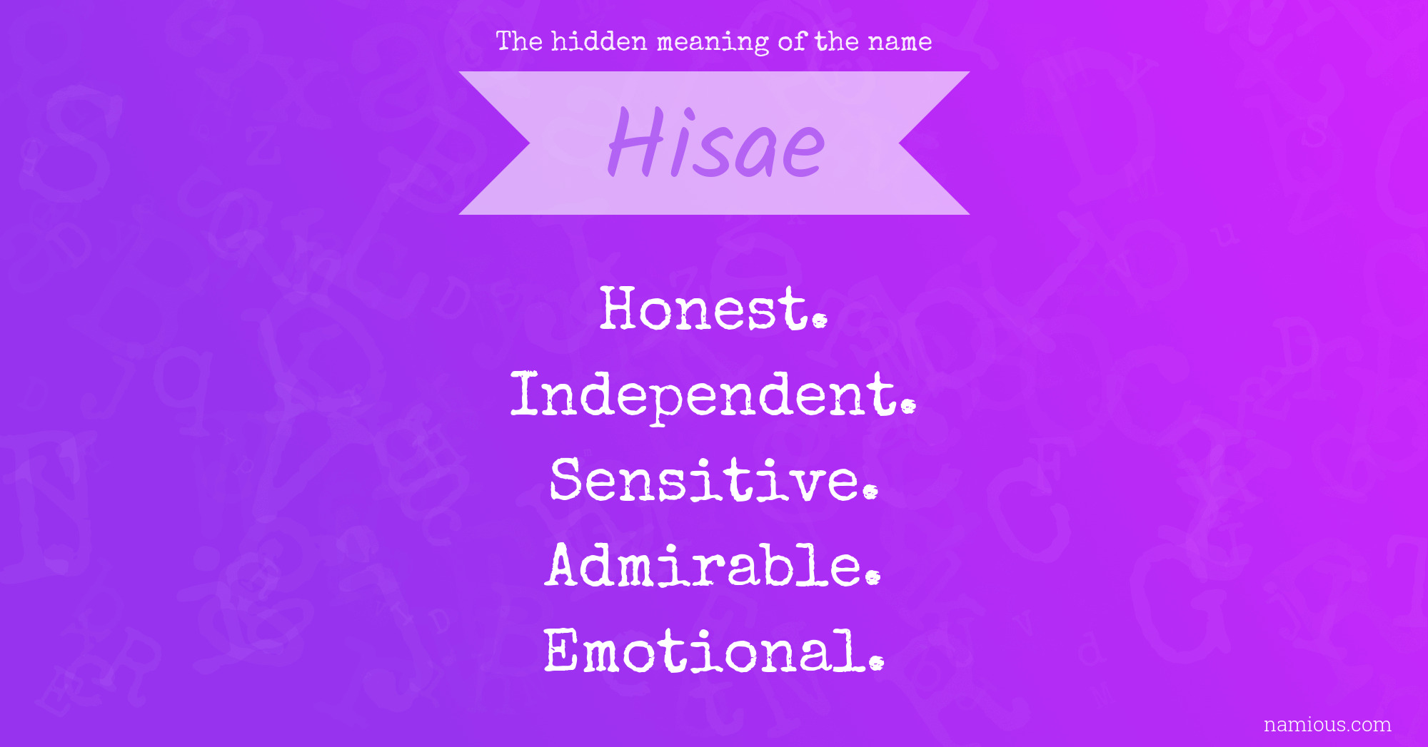 The hidden meaning of the name Hisae