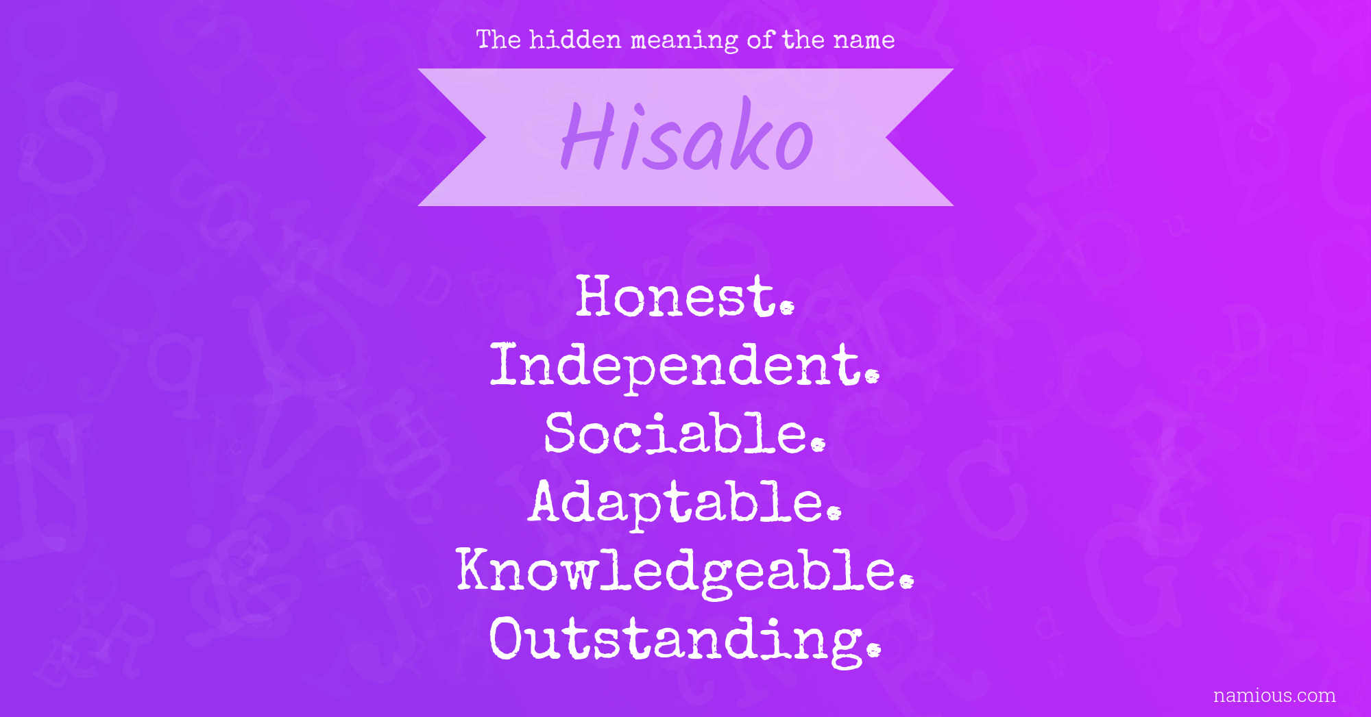 The hidden meaning of the name Hisako