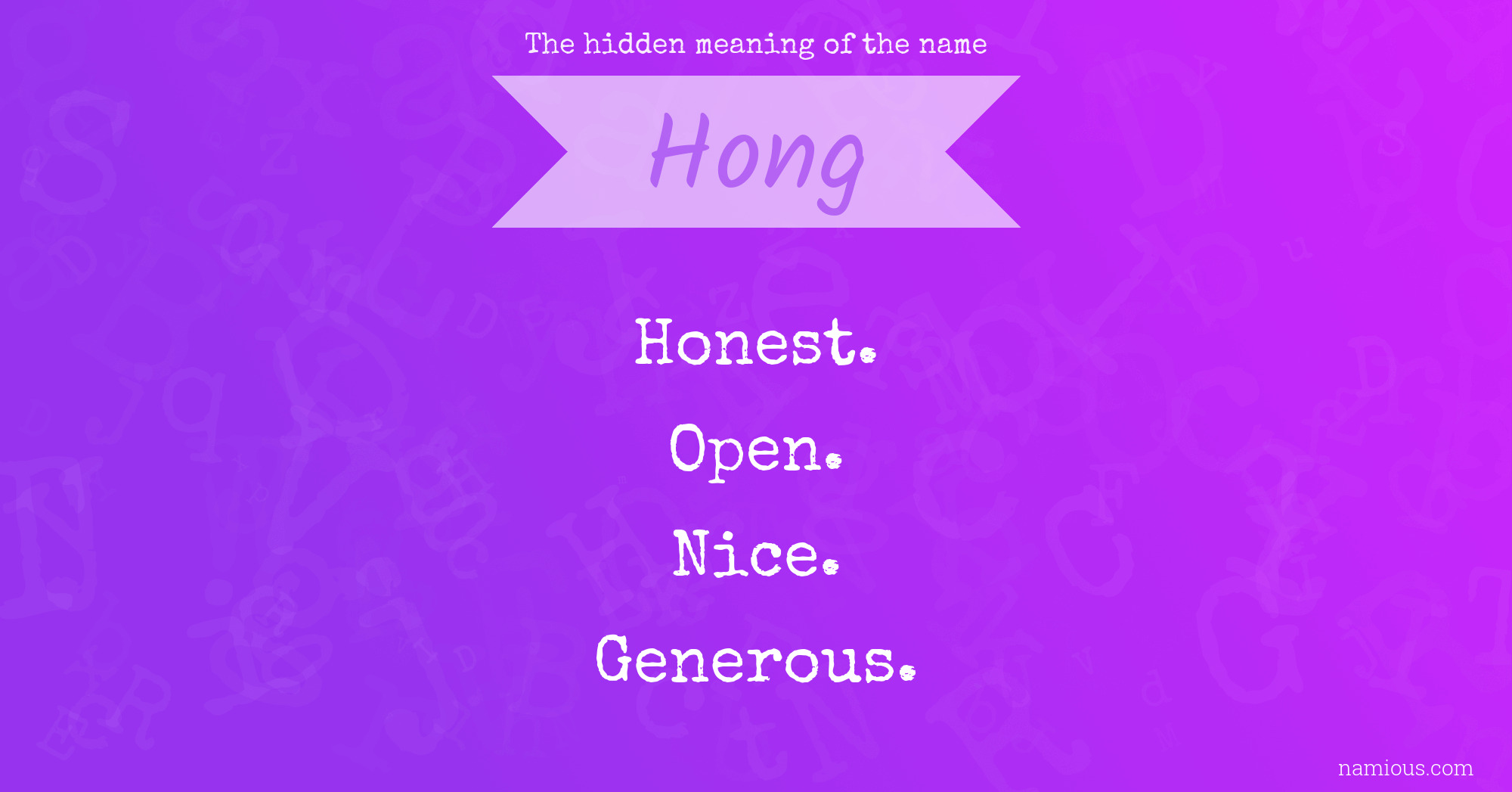 The hidden meaning of the name Hong