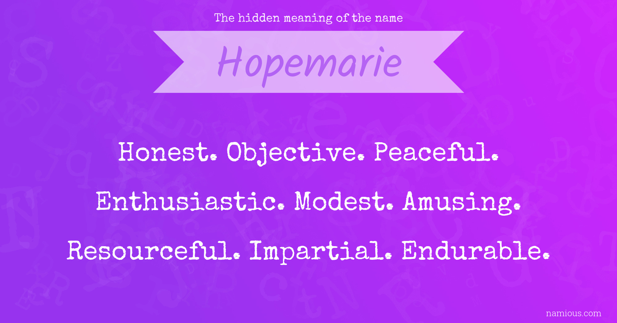 The hidden meaning of the name Hopemarie