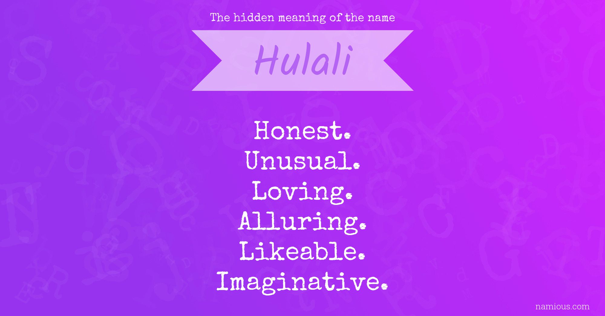 The hidden meaning of the name Hulali