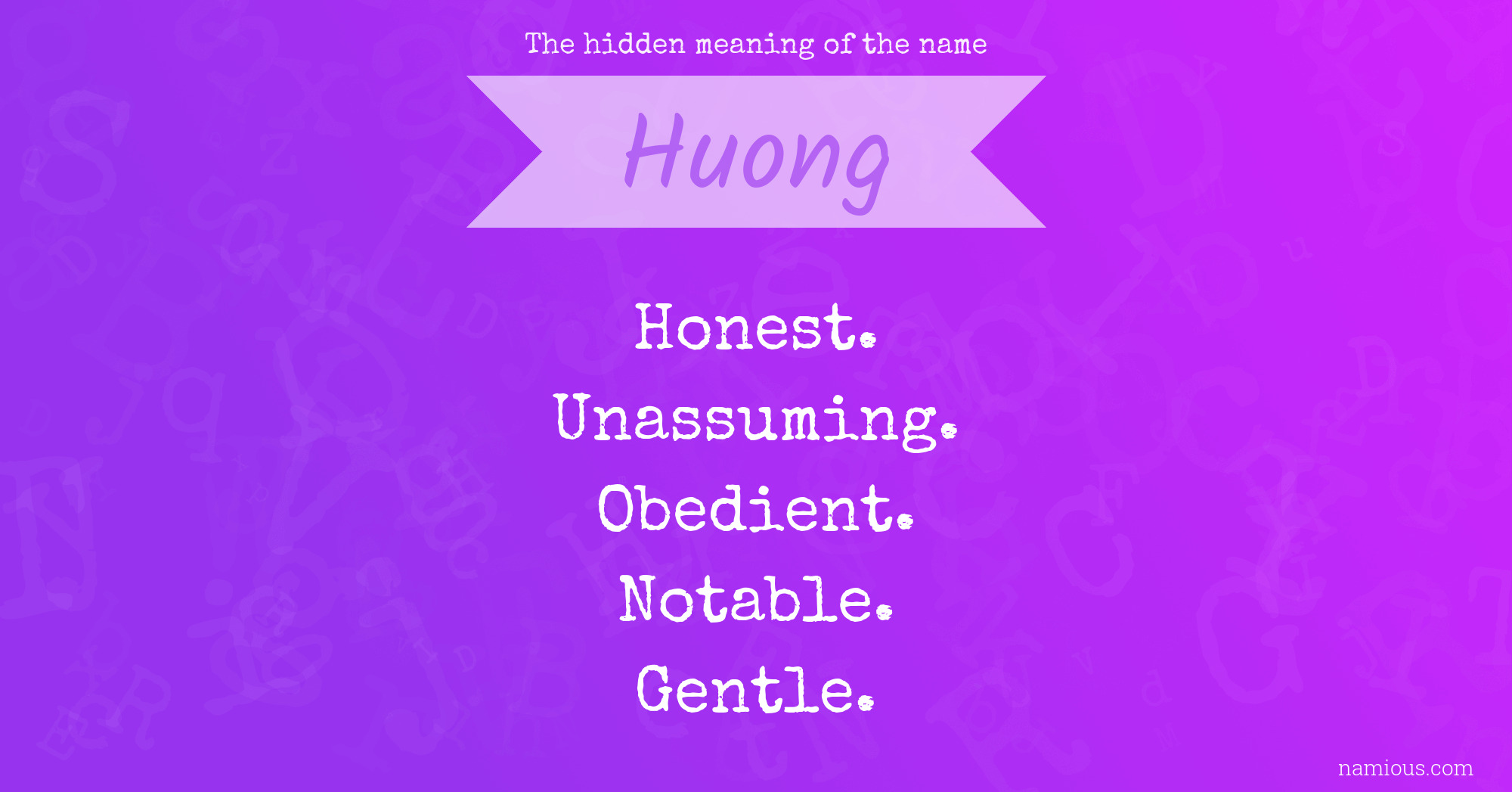 The hidden meaning of the name Huong