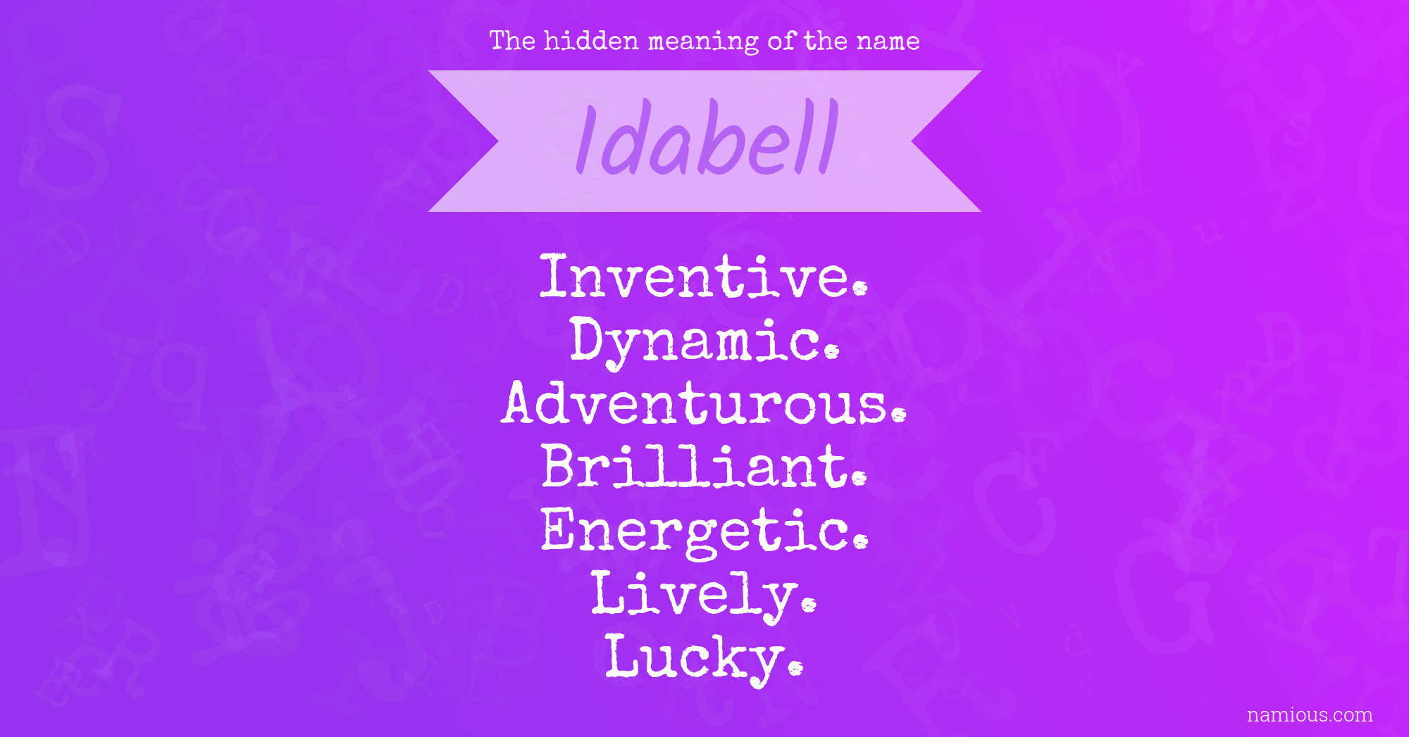 The hidden meaning of the name Idabell