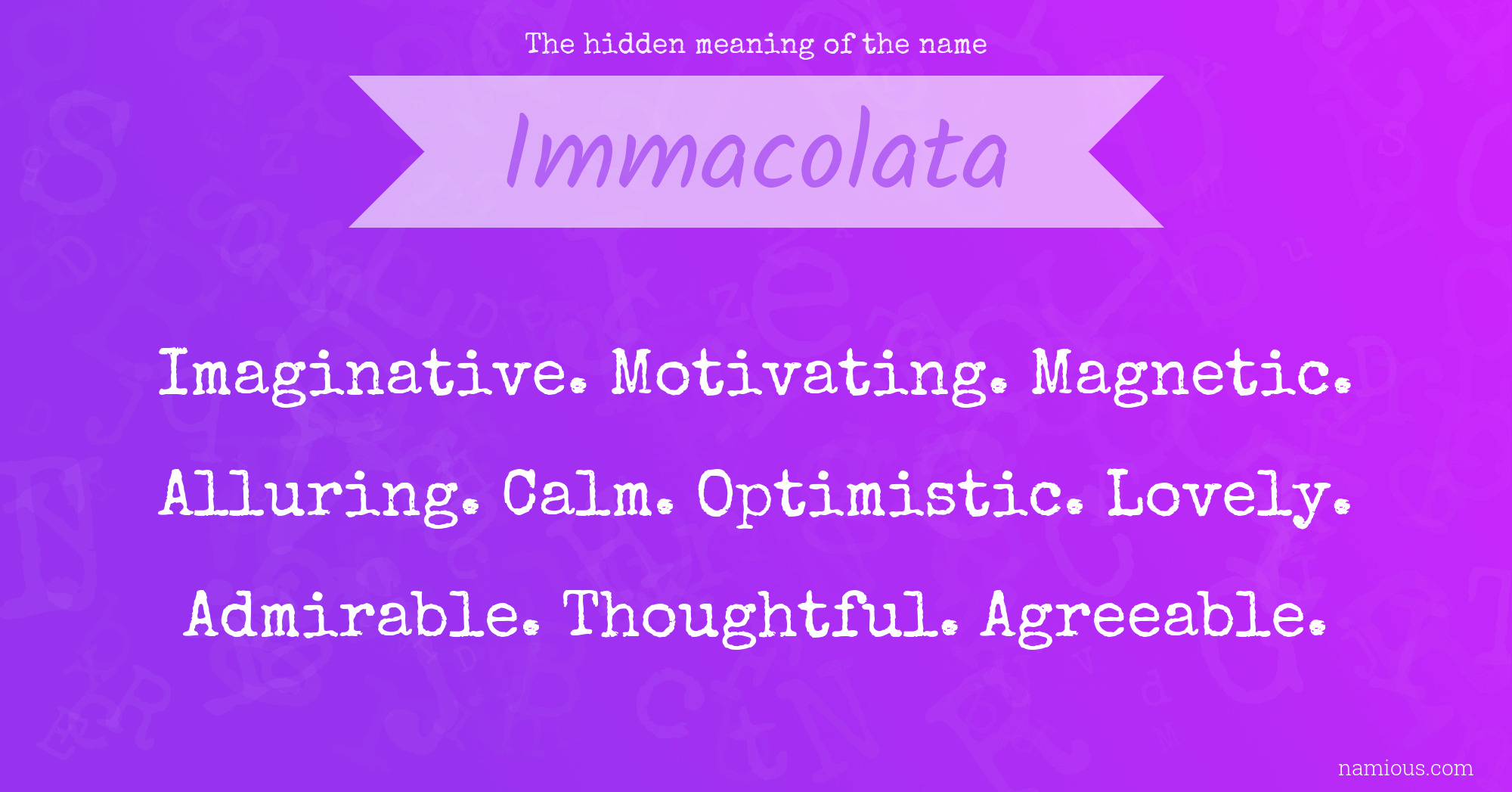 The hidden meaning of the name Immacolata