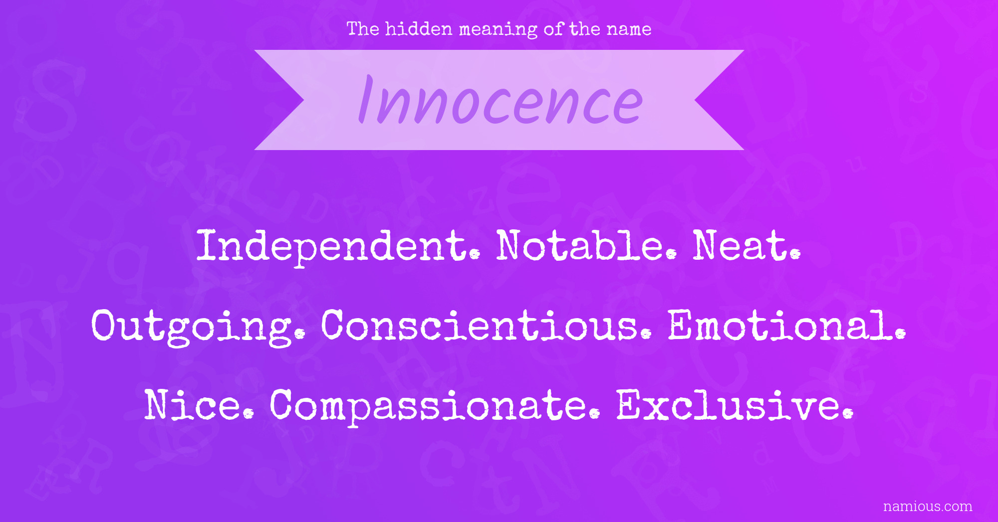 The hidden meaning of the name Innocence