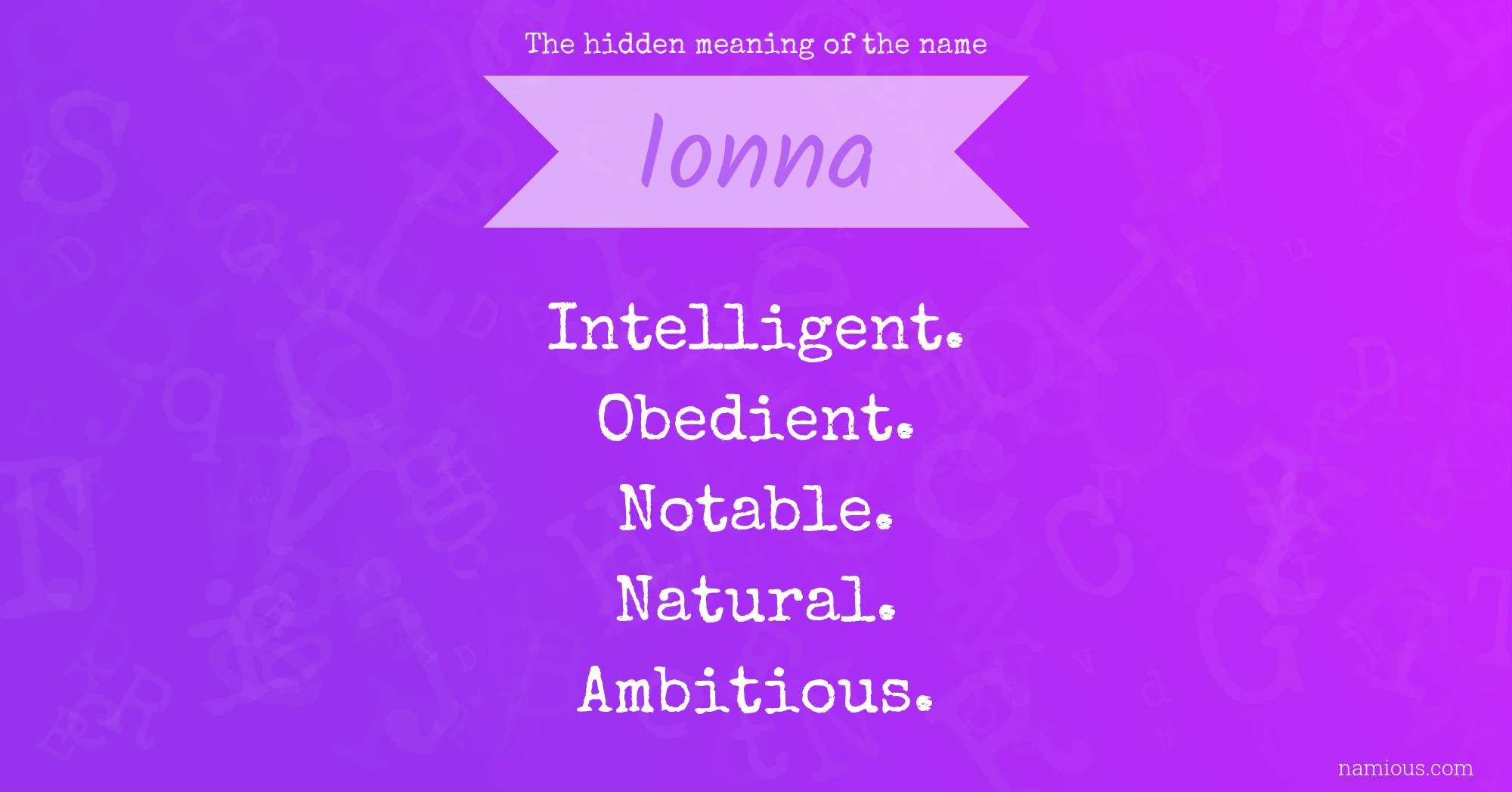 The hidden meaning of the name Ionna