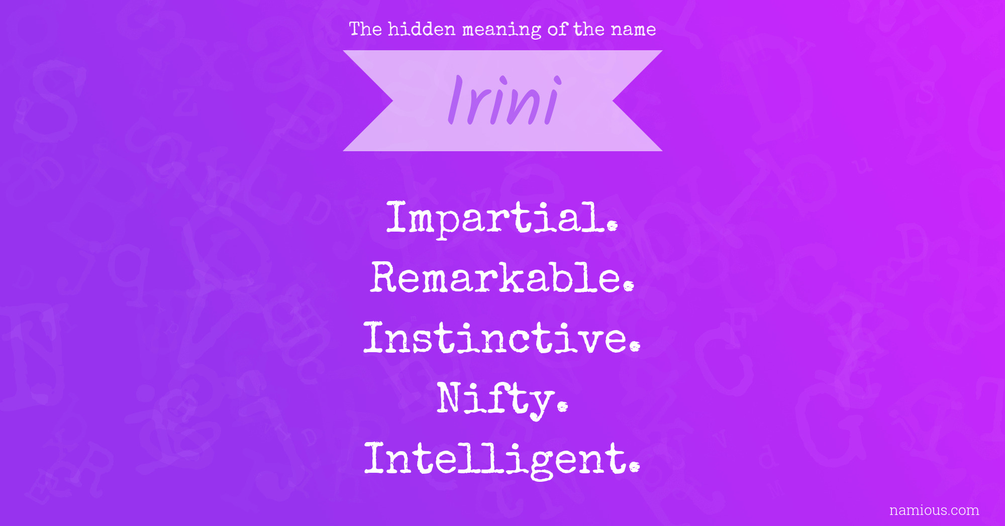 The hidden meaning of the name Irini