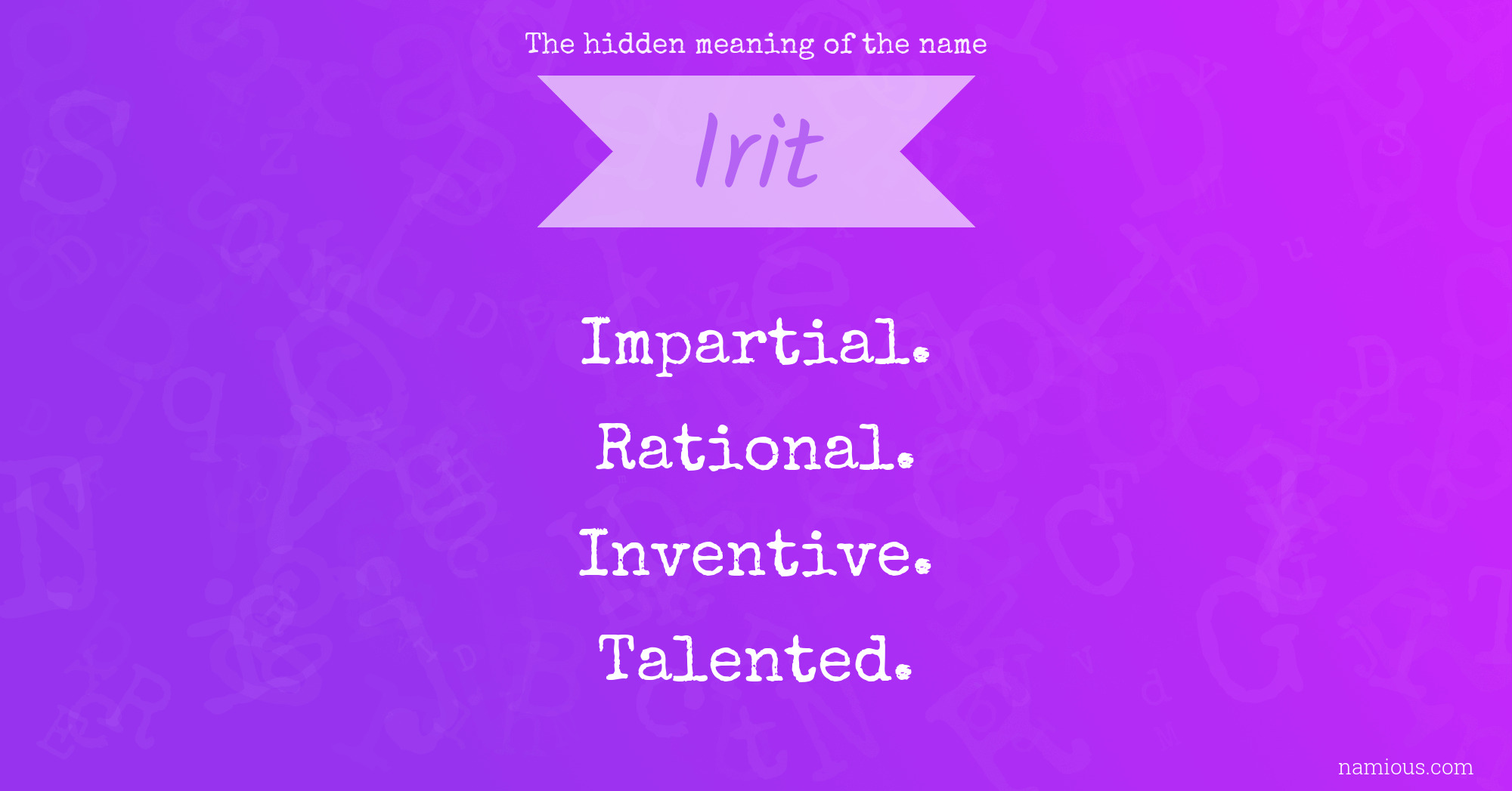 The hidden meaning of the name Irit