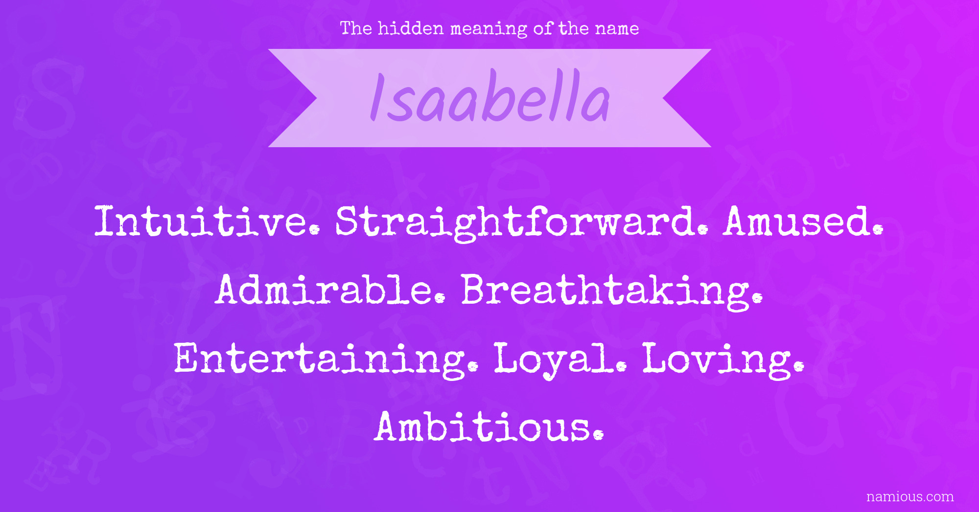 The hidden meaning of the name Isaabella