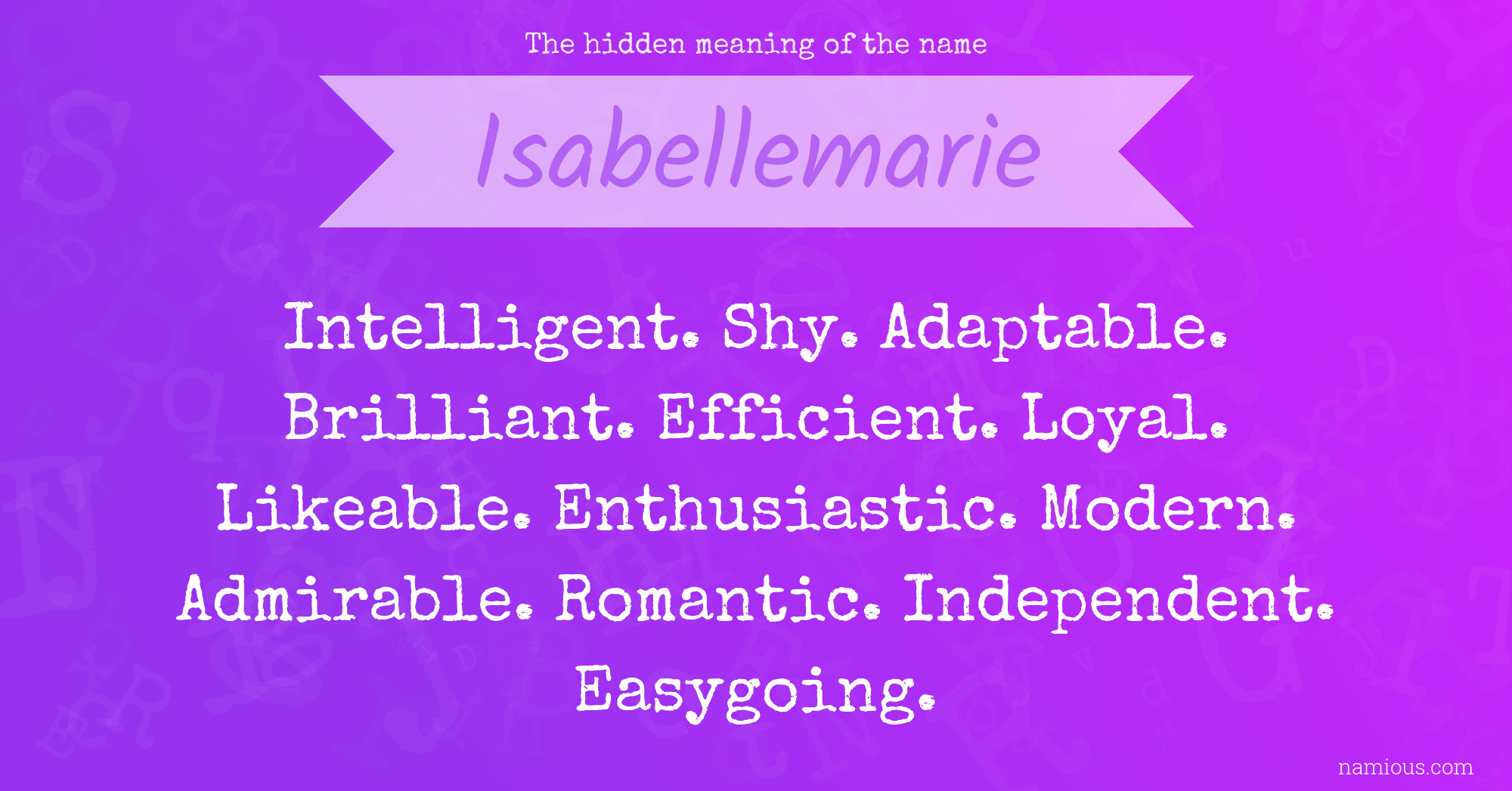 The hidden meaning of the name Isabellemarie