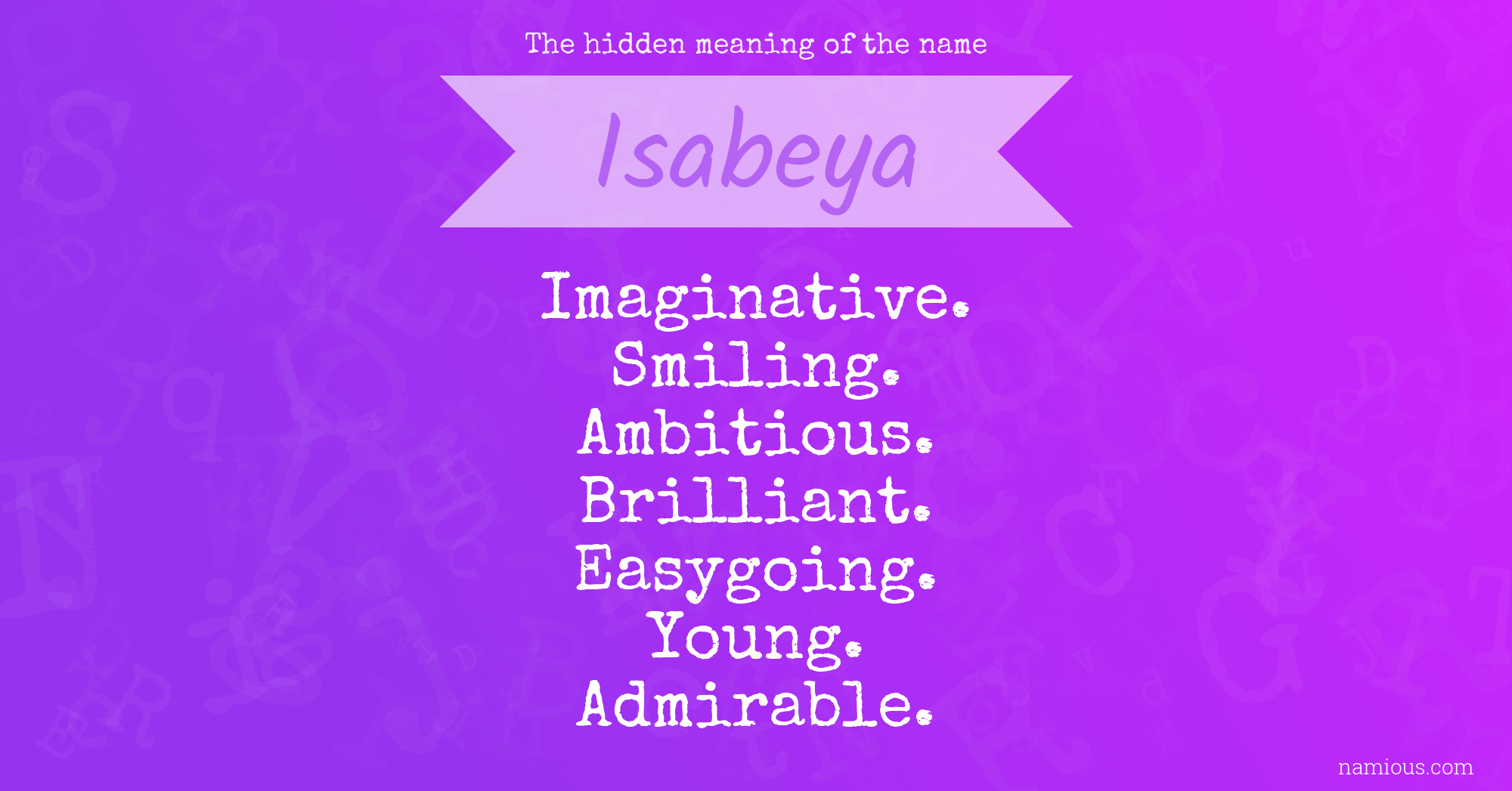 The hidden meaning of the name Isabeya