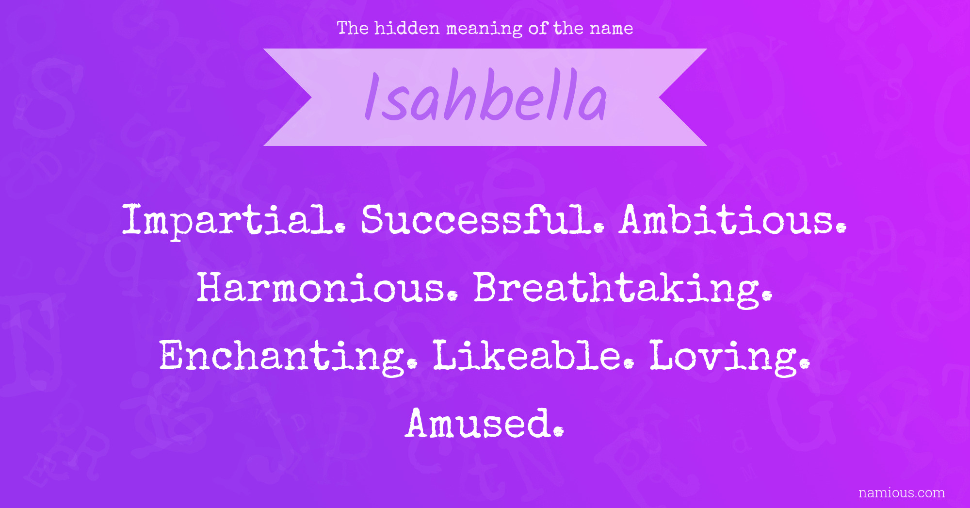 The hidden meaning of the name Isahbella