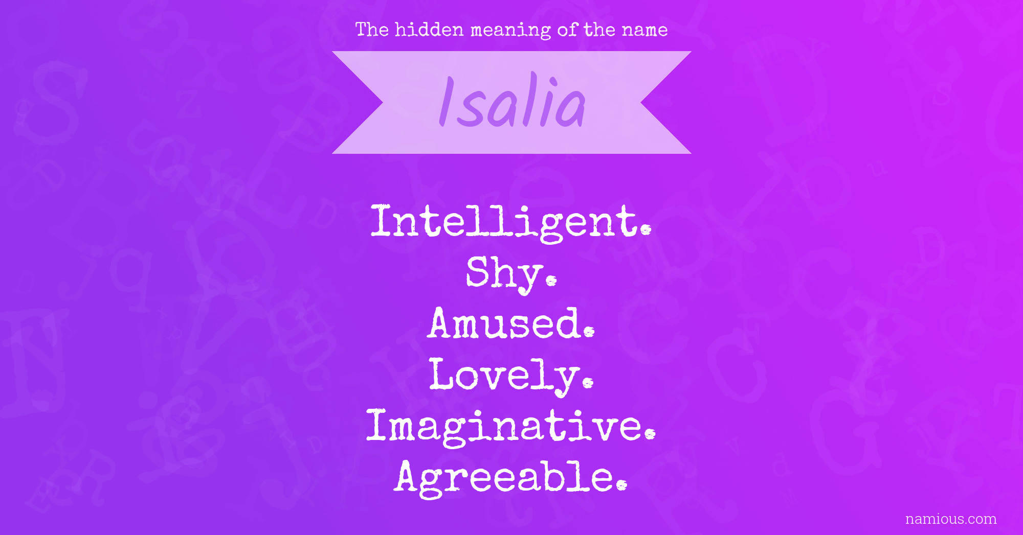 The hidden meaning of the name Isalia