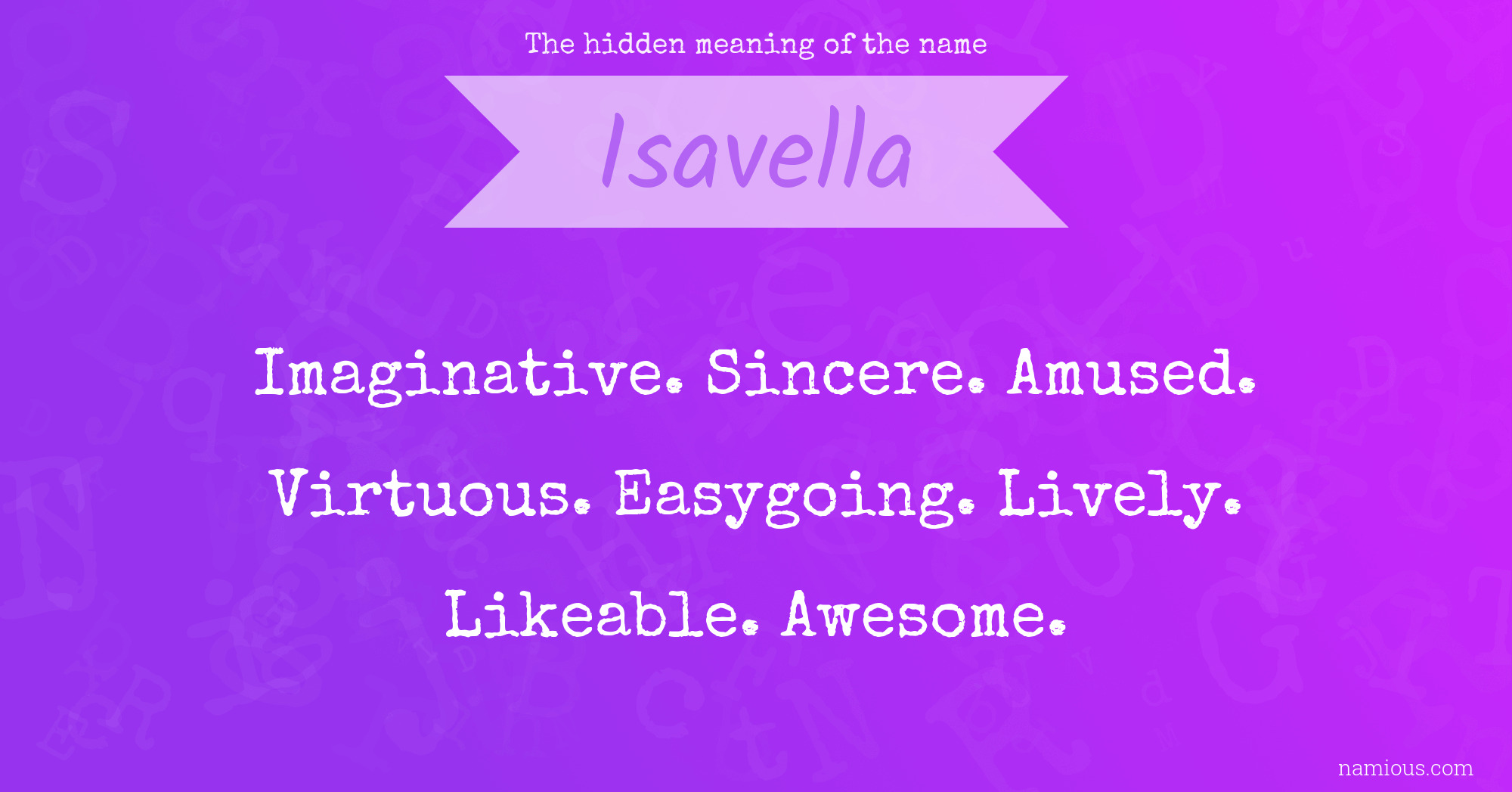 The hidden meaning of the name Isavella