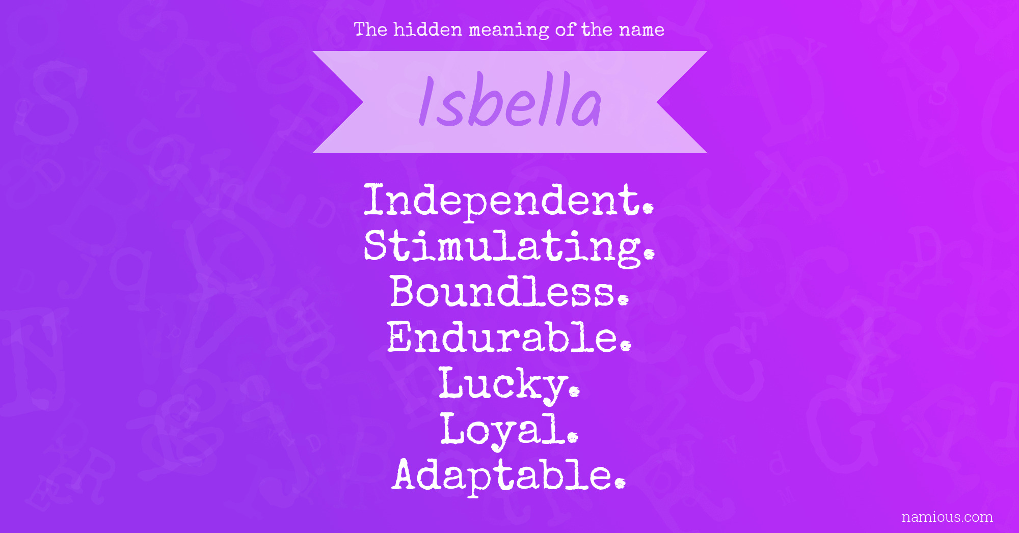 The hidden meaning of the name Isbella