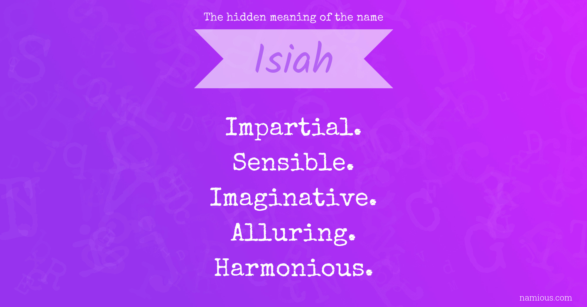 The hidden meaning of the name Isiah