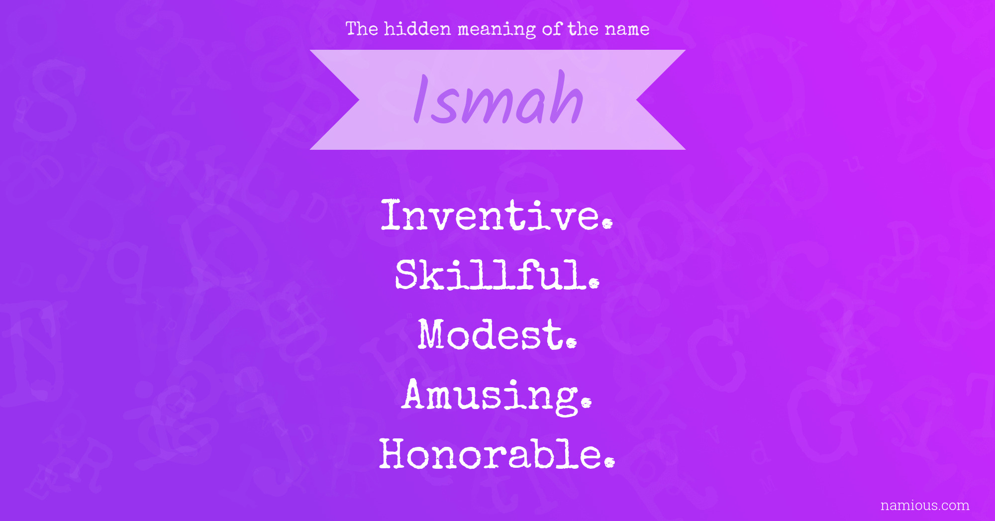 The hidden meaning of the name Ismah