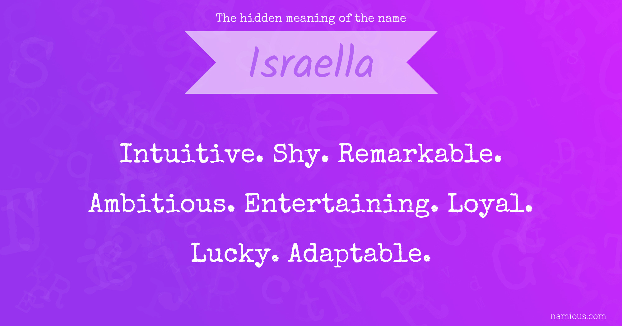 The hidden meaning of the name Israella