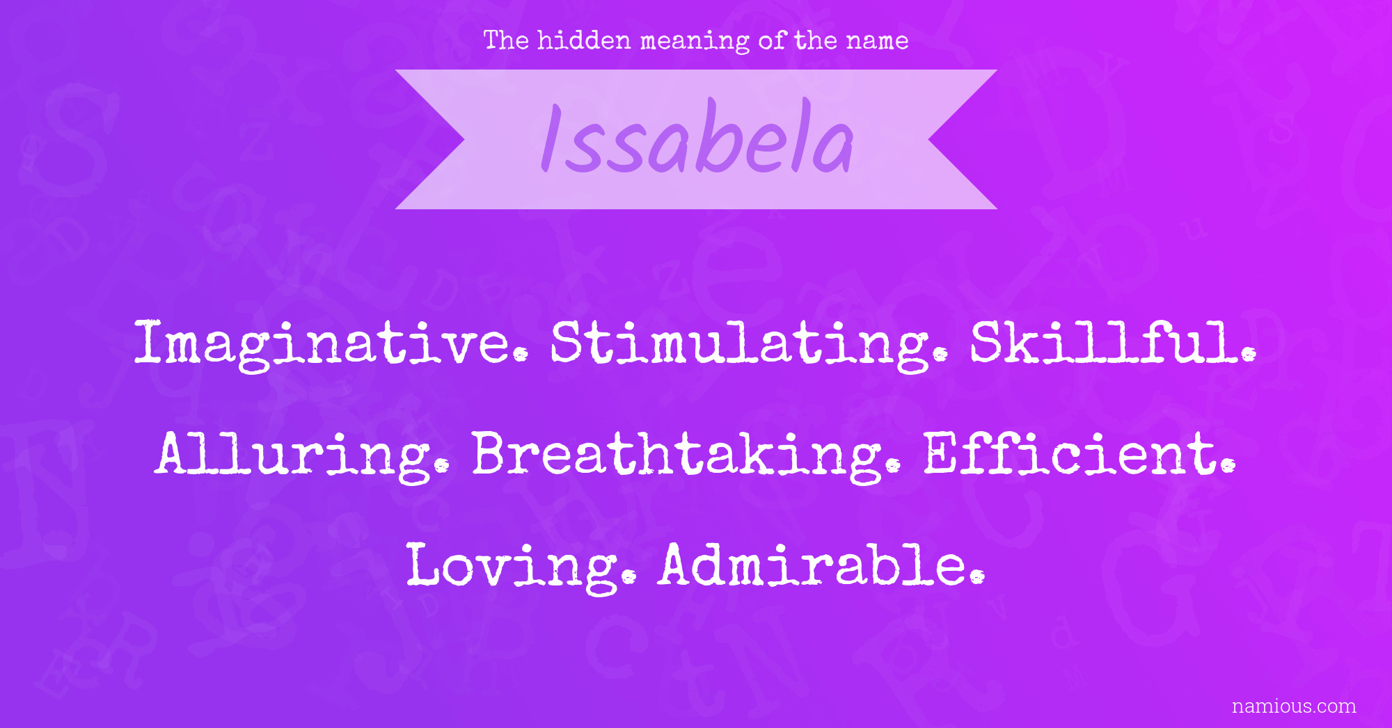 The hidden meaning of the name Issabela