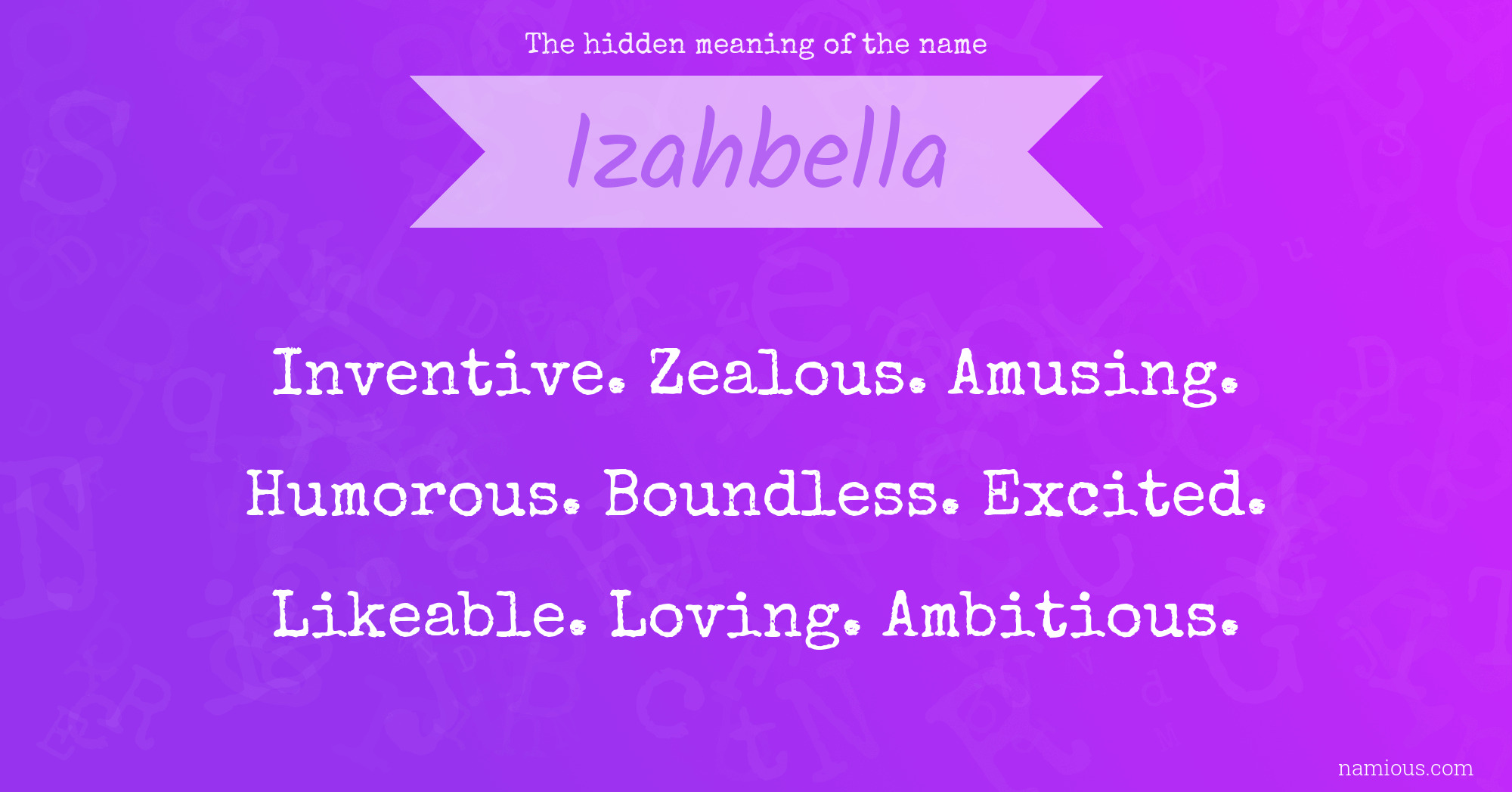 The hidden meaning of the name Izahbella