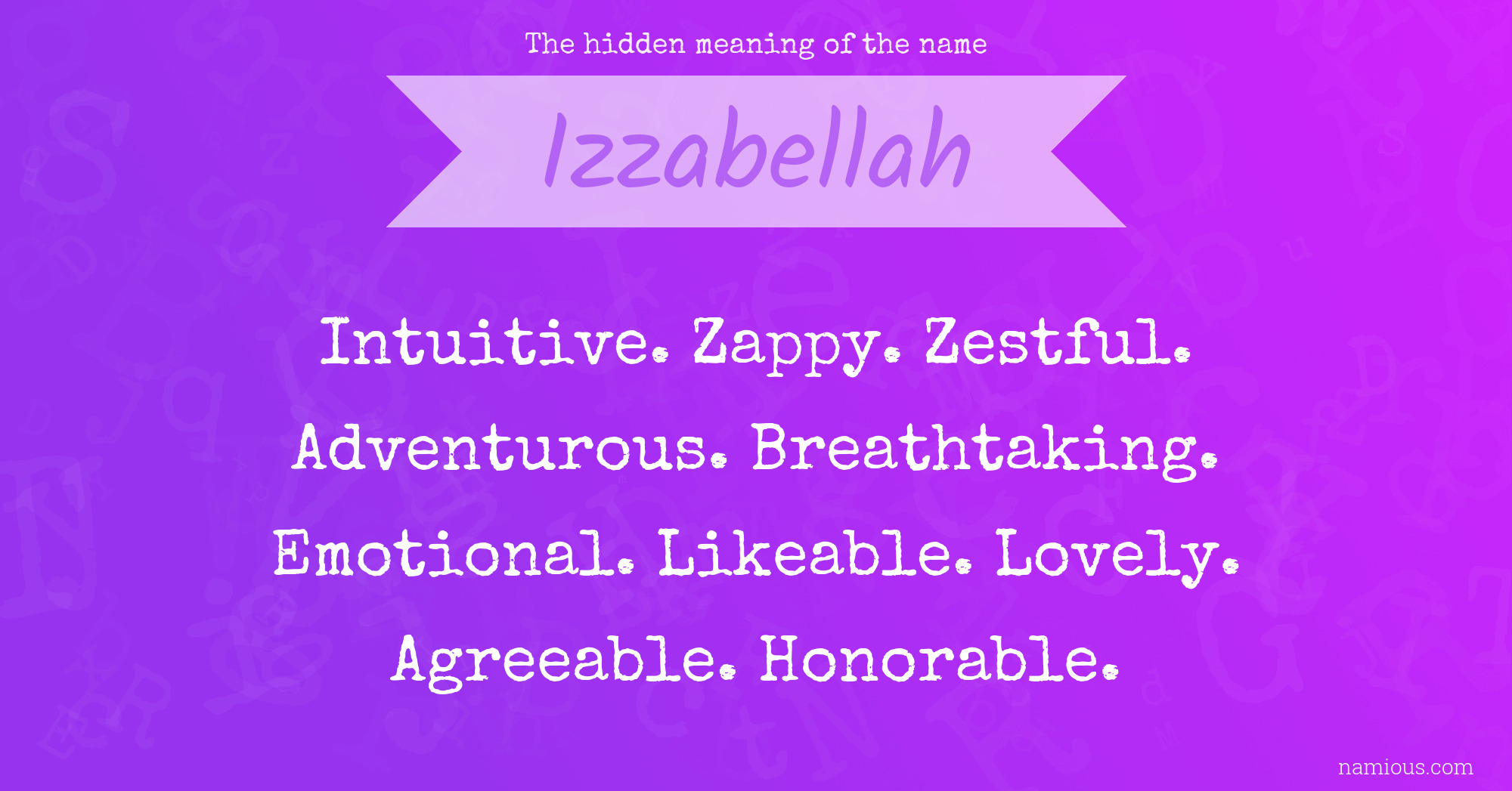 The hidden meaning of the name Izzabellah