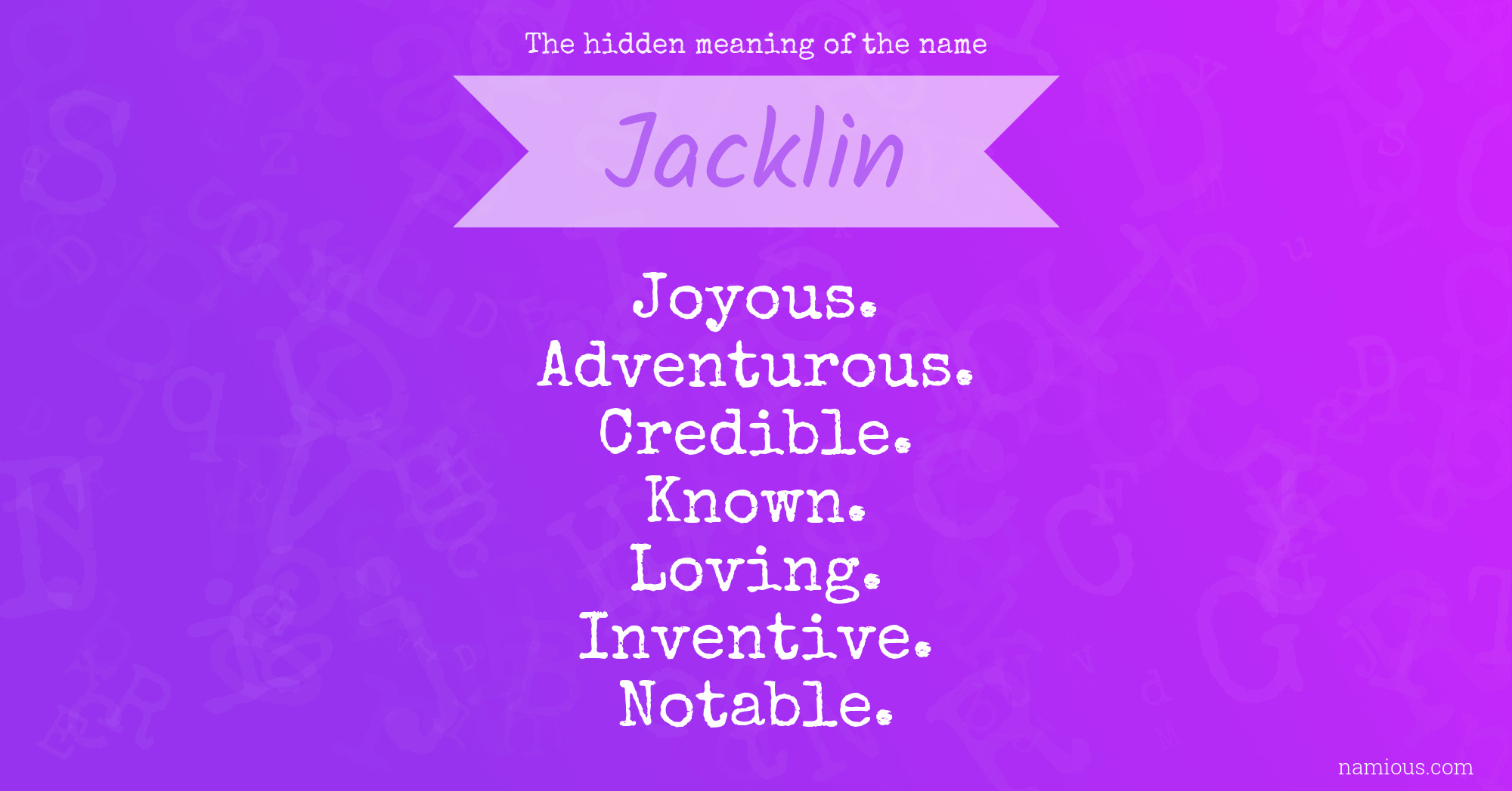 The hidden meaning of the name Jacklin