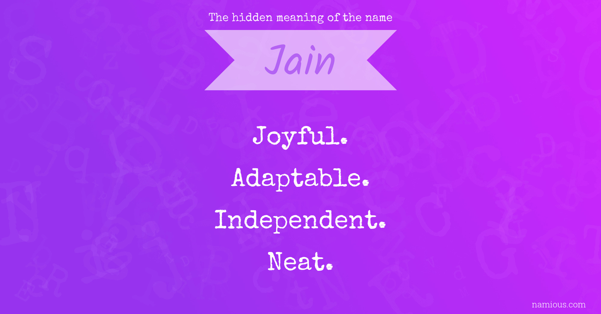 The hidden meaning of the name Jain