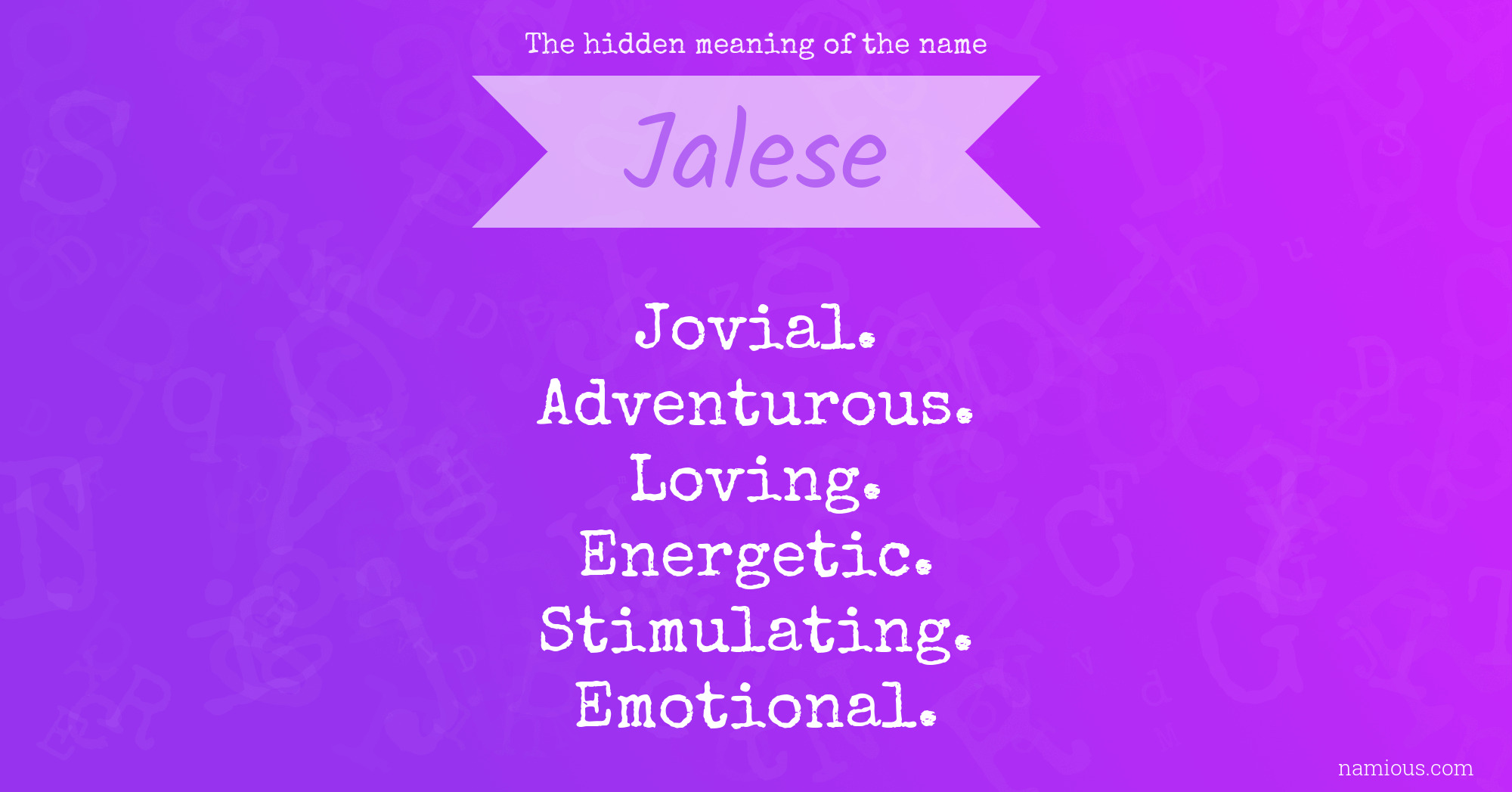 The hidden meaning of the name Jalese