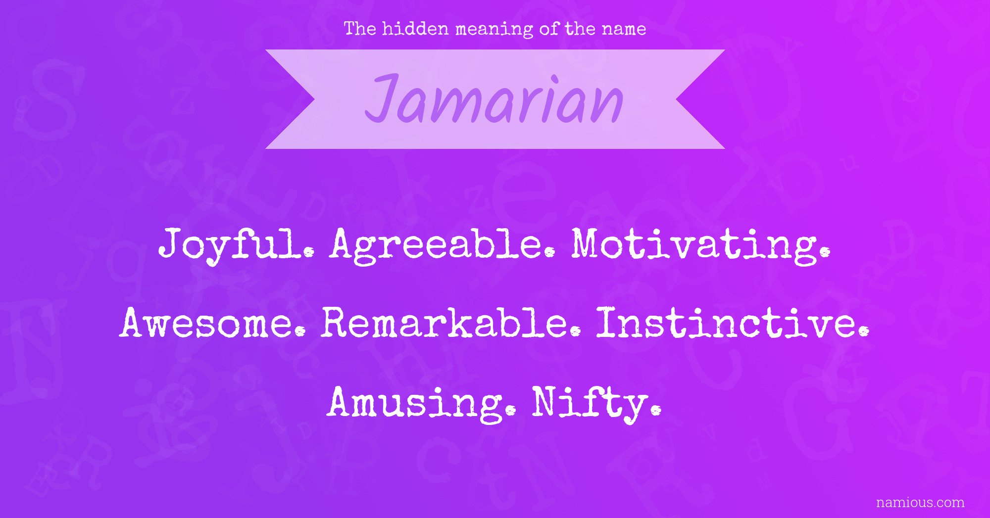 The hidden meaning of the name Jamarian