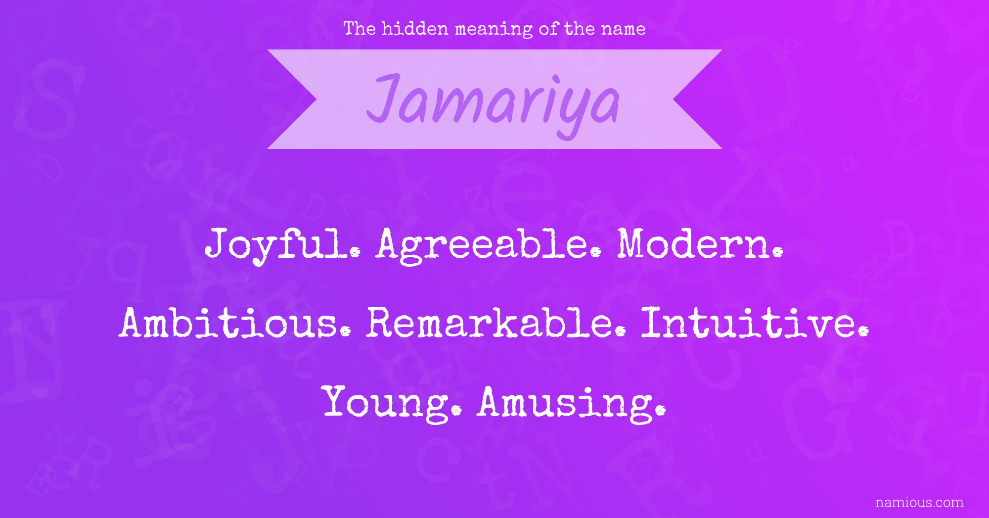 The hidden meaning of the name Jamariya