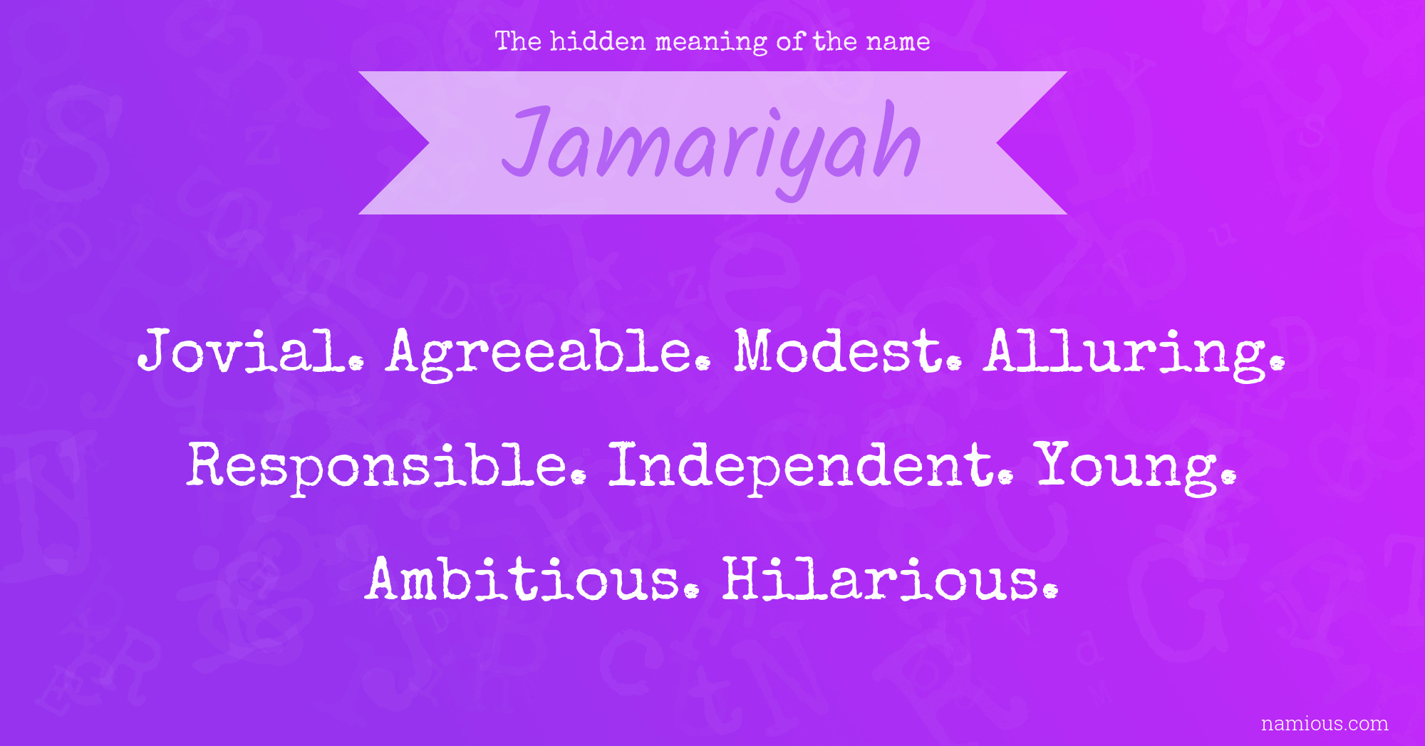 The hidden meaning of the name Jamariyah