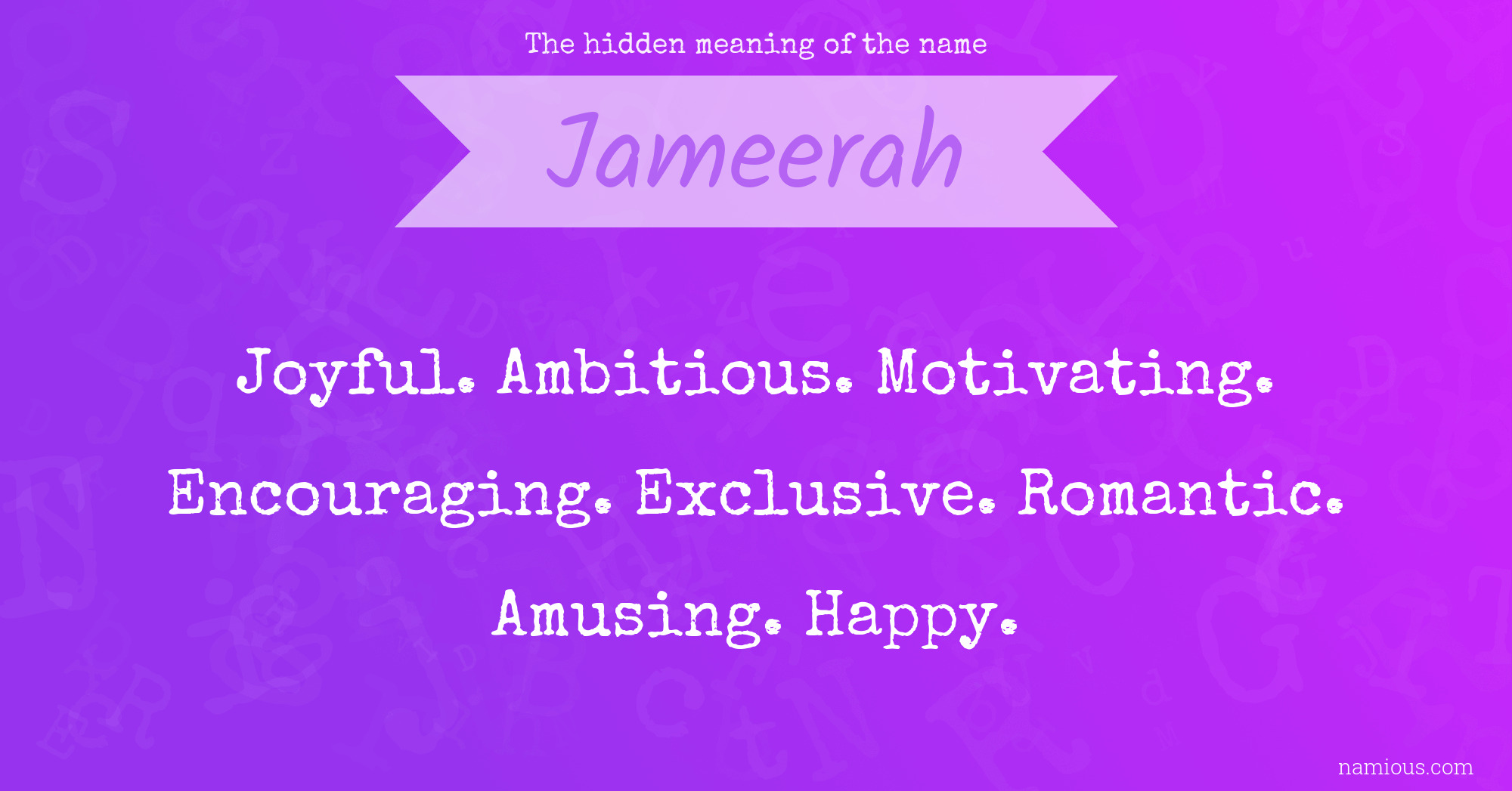 The hidden meaning of the name Jameerah